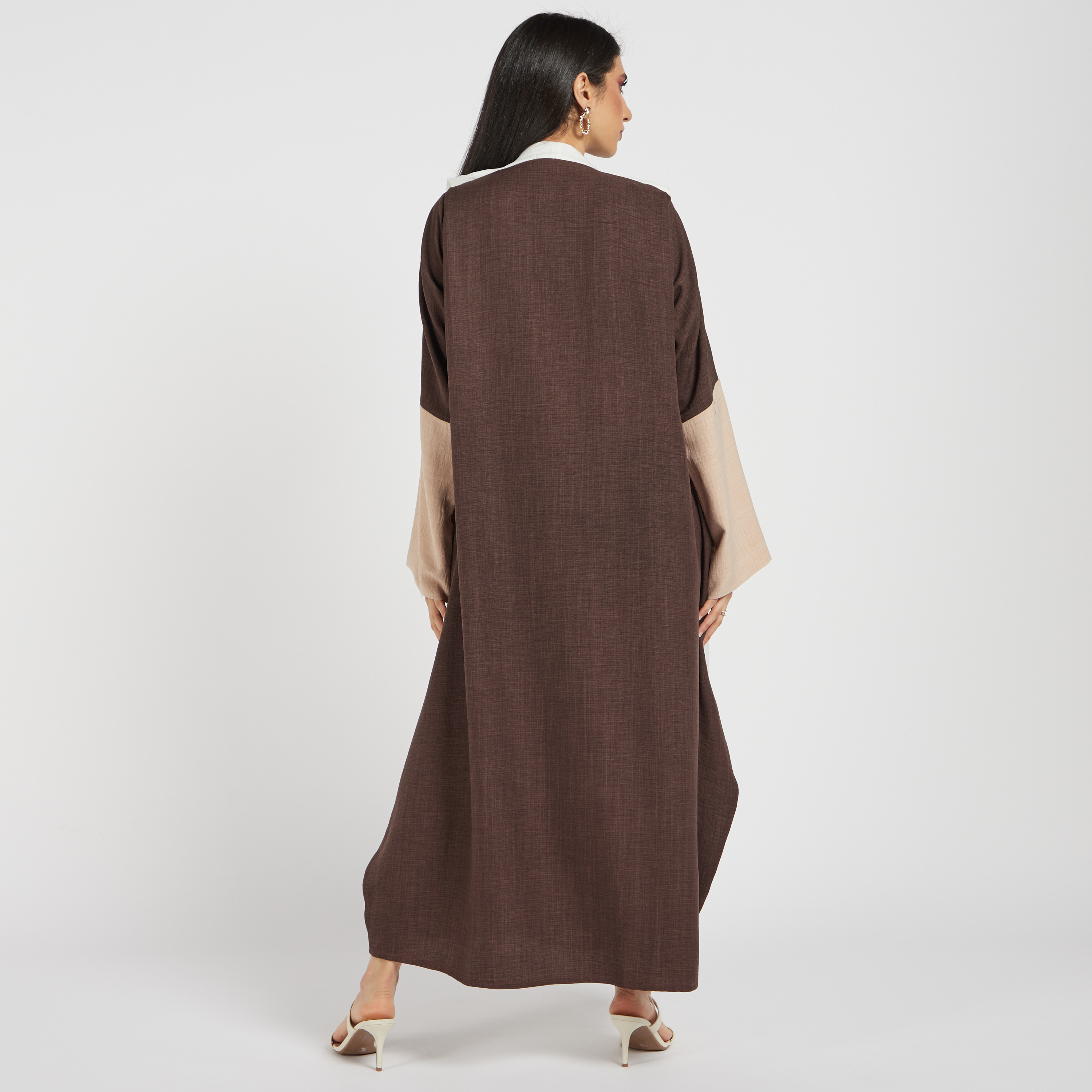 MOiSTREET Solid Open Front Abaya with Long Sleeves-women-arabicclothing-abayas-image-4