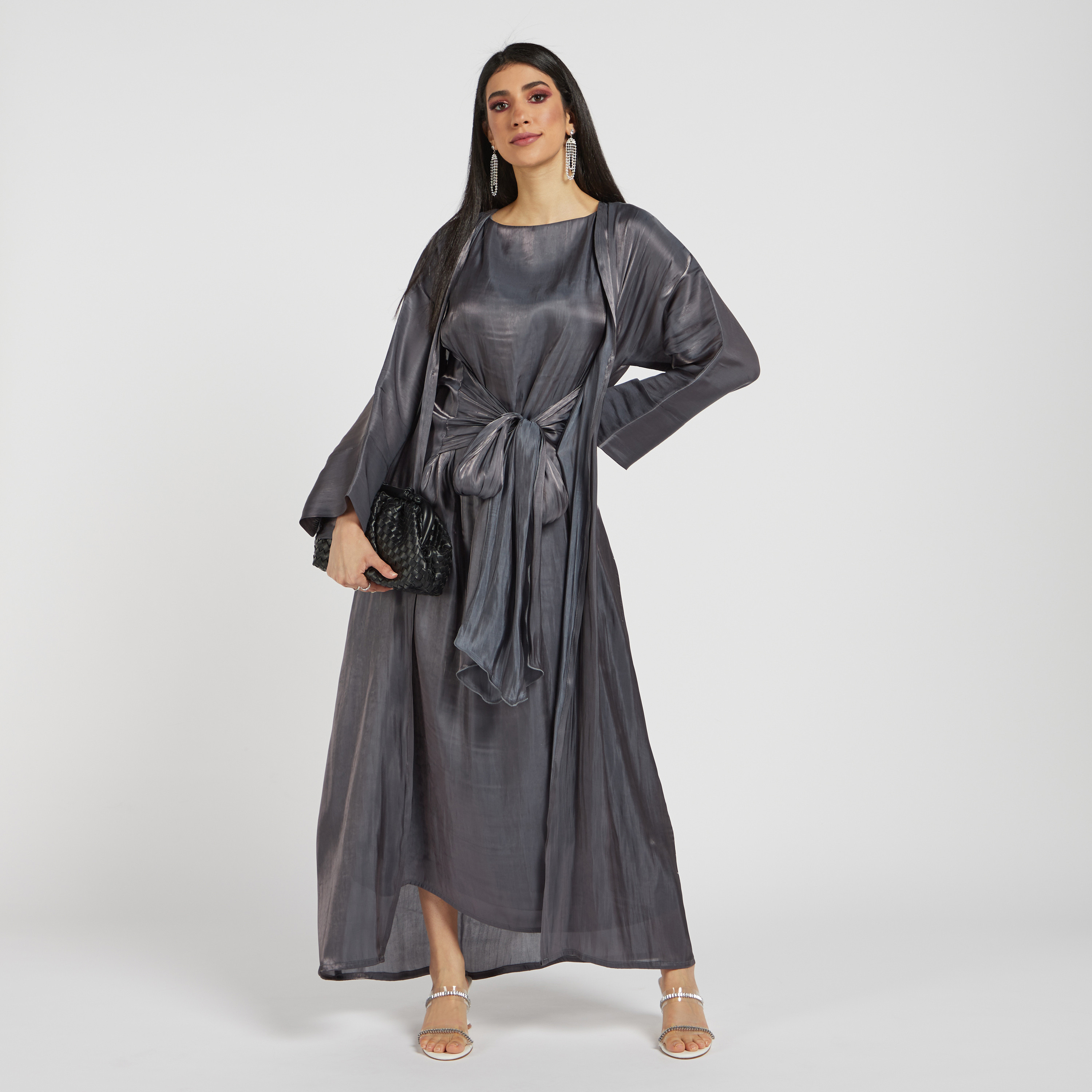 MOiSTREET Solid Abaya with Long Sleeves and Tie-Up Closure-women-arabicclothing-abayas-image-1