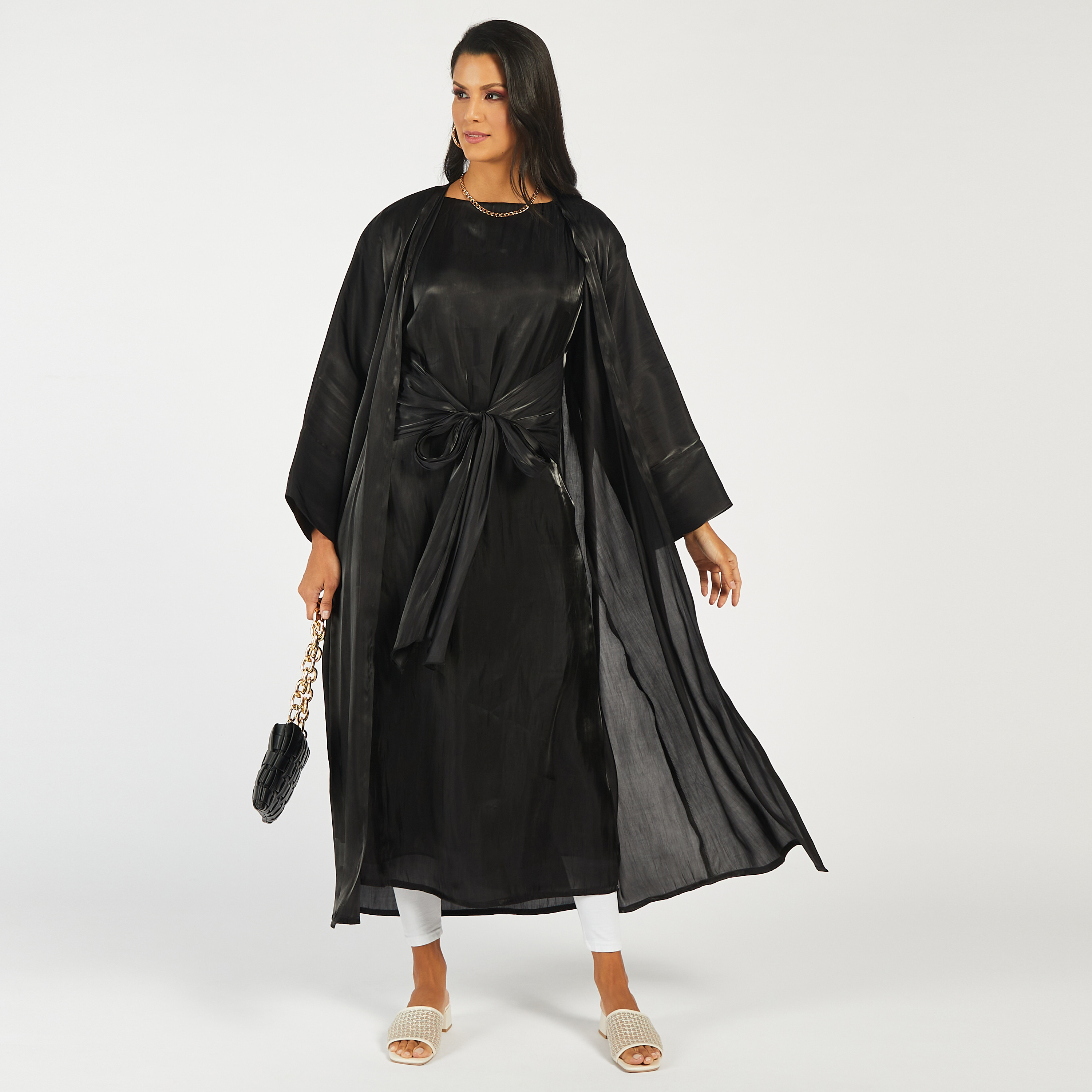 MOiSTREET Solid Open Front Abaya with Long Sleeves-women-arabicclothing-abayas-image-1