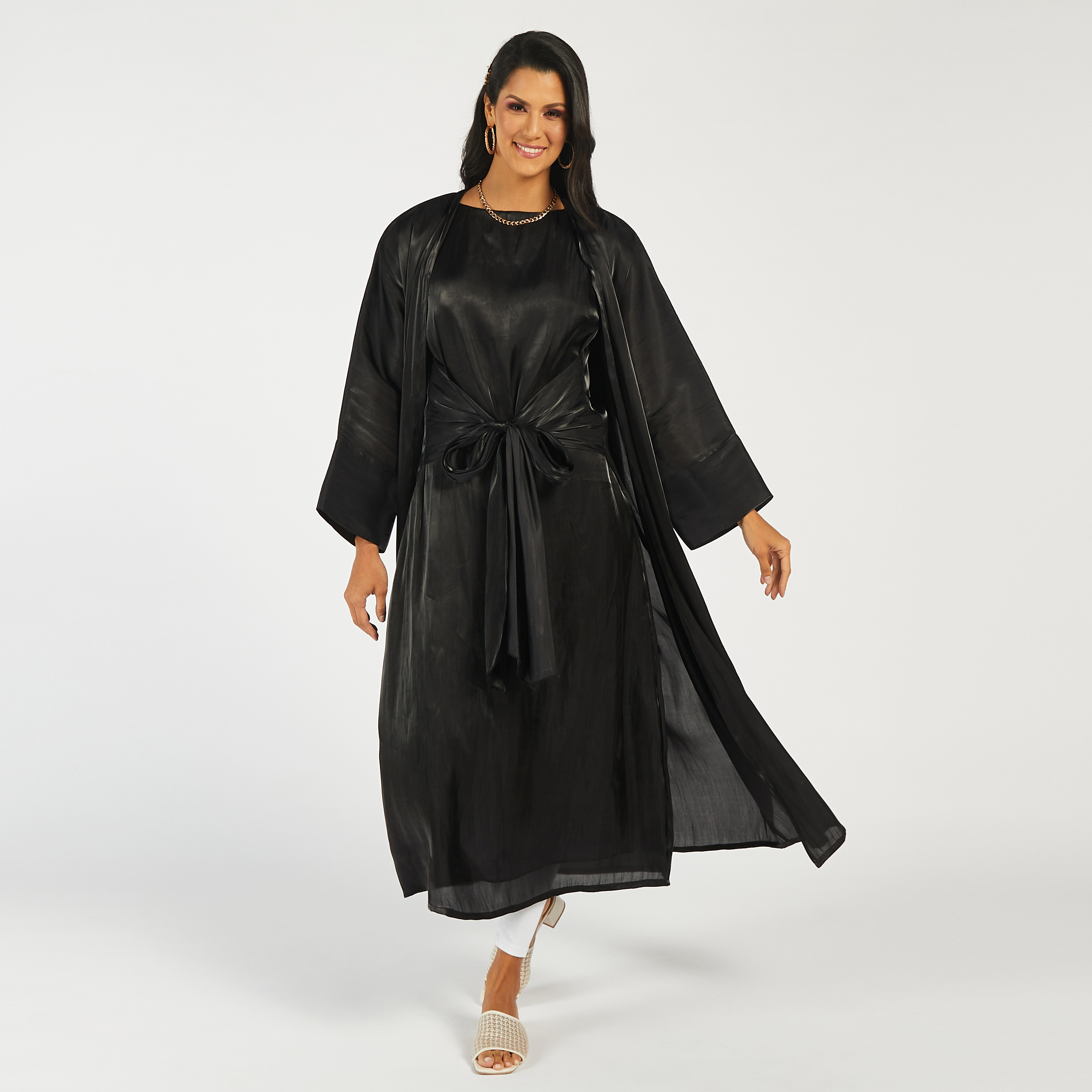 MOiSTREET Solid Open Front Abaya with Long Sleeves-women-arabicclothing-abayas-image-2