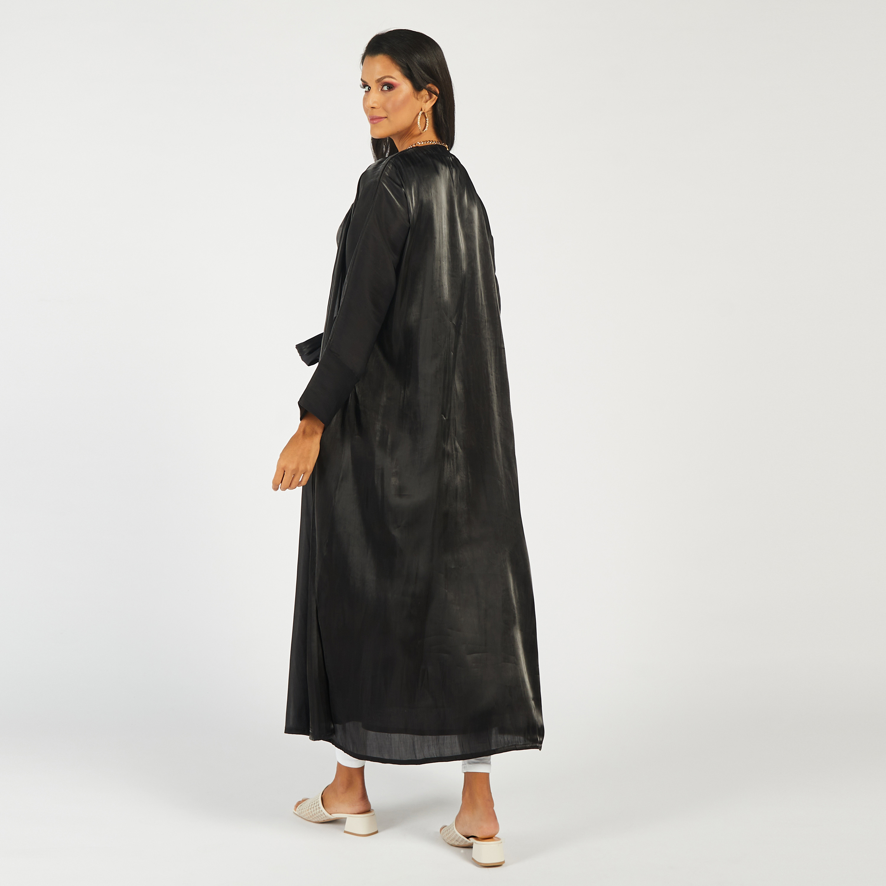 MOiSTREET Solid Open Front Abaya with Long Sleeves-women-arabicclothing-abayas-image-5