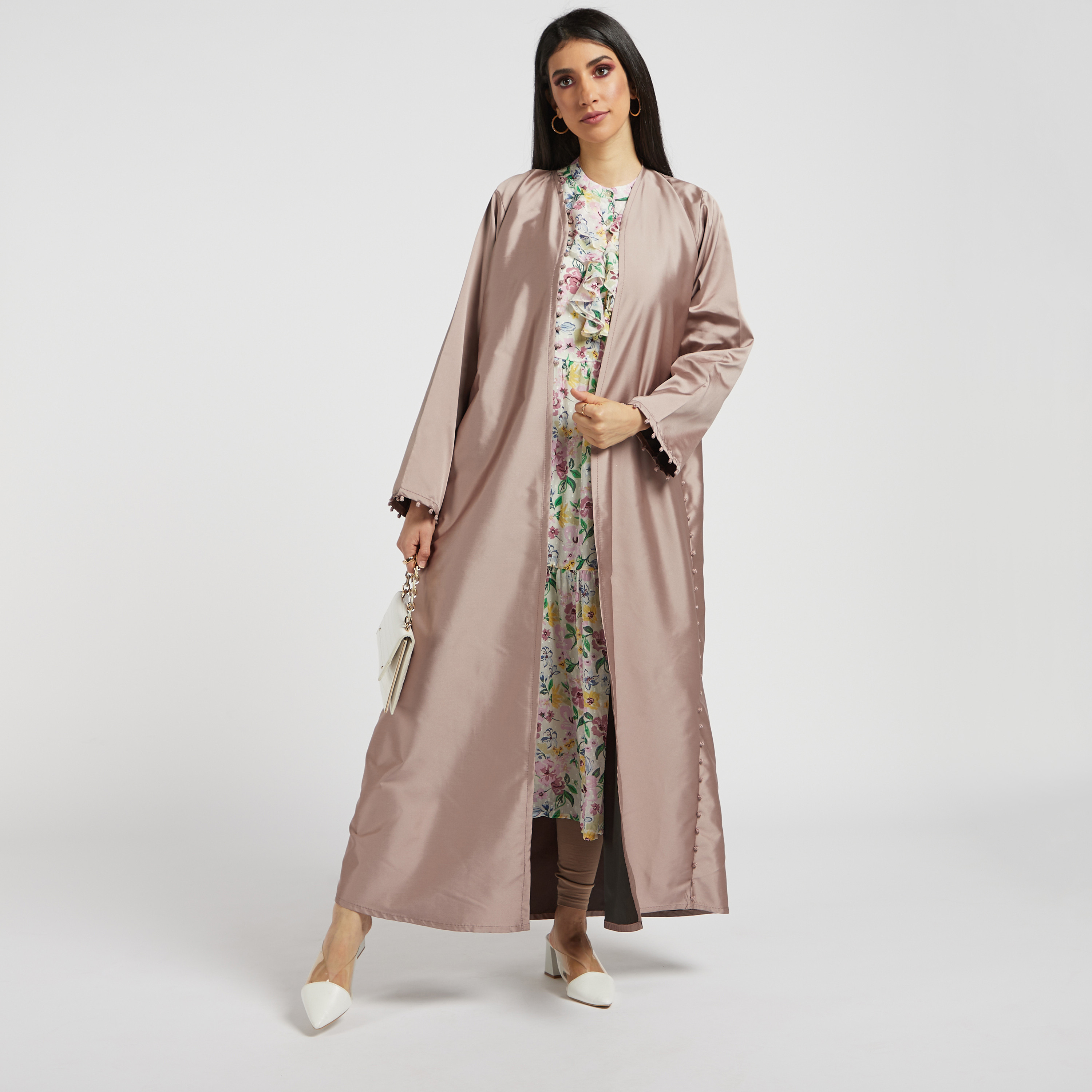 MOiSTREET Solid Open Front Abaya with Long Sleeves-women-arabicclothing-abayas-image-1