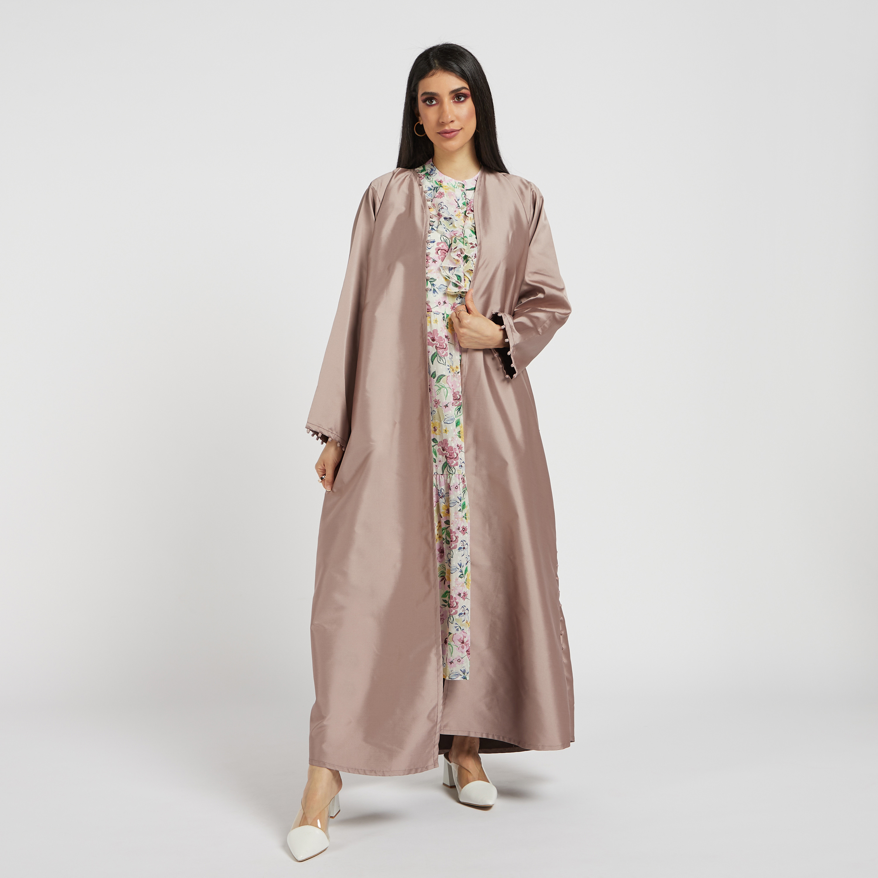MOiSTREET Solid Open Front Abaya with Long Sleeves-women-arabicclothing-abayas-image-2