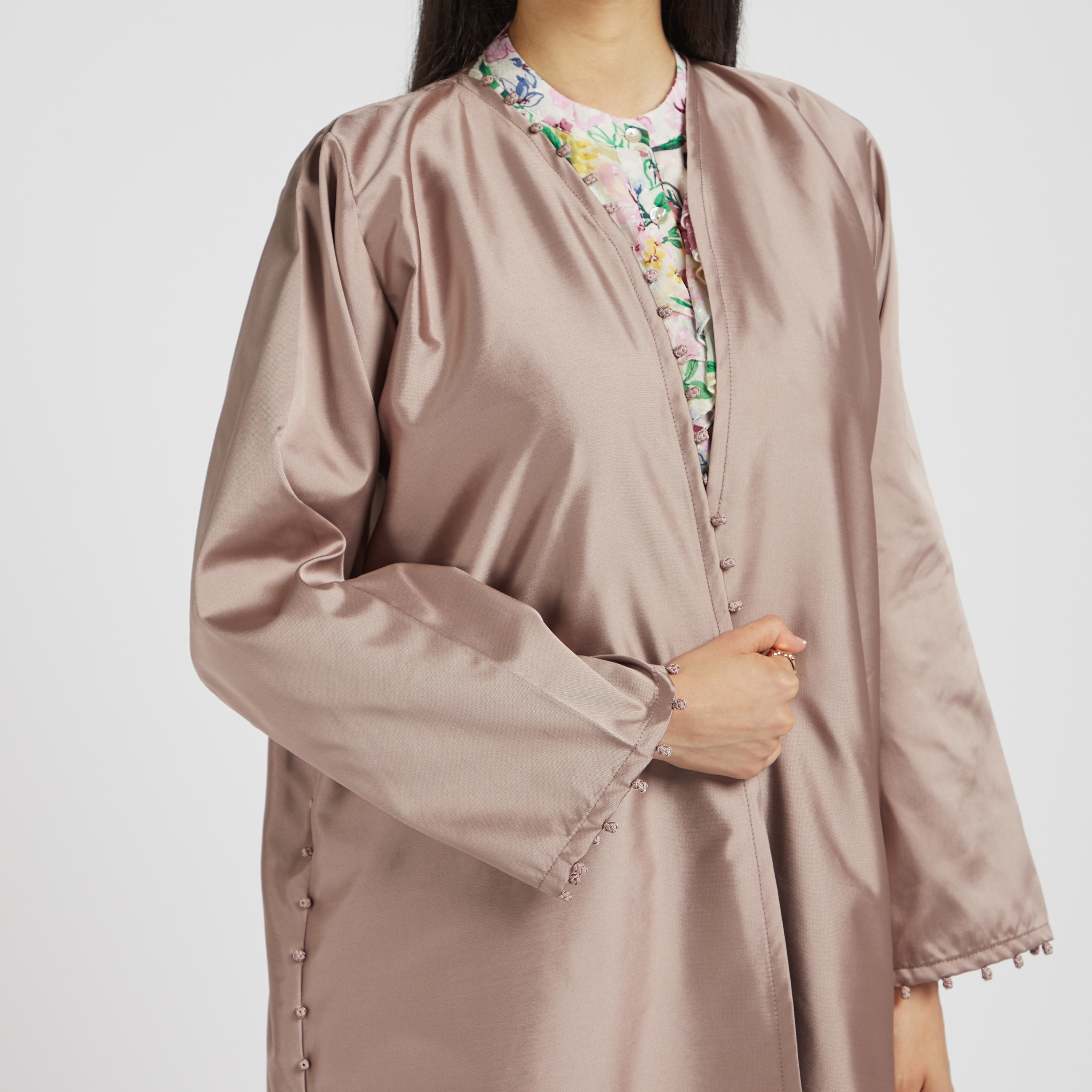 MOiSTREET Solid Open Front Abaya with Long Sleeves-women-arabicclothing-abayas-image-3