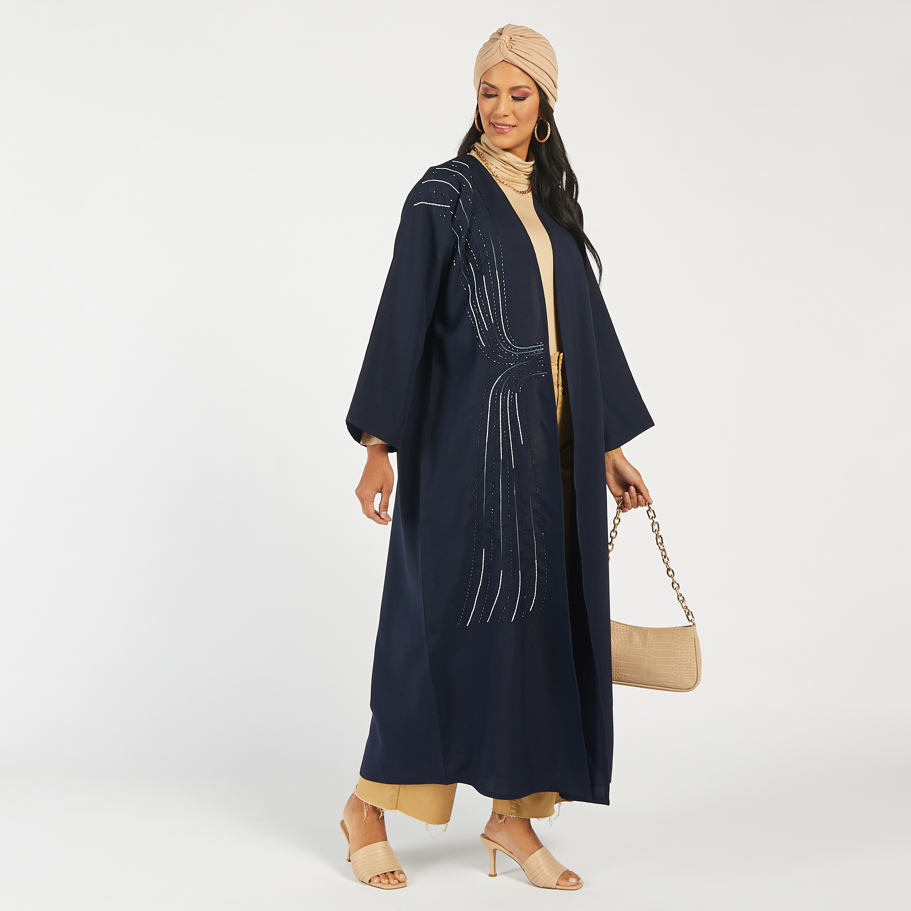 MOiSTREET Embellished Open Front Abaya with Long Sleeves-women-arabicclothing-abayas-image-1