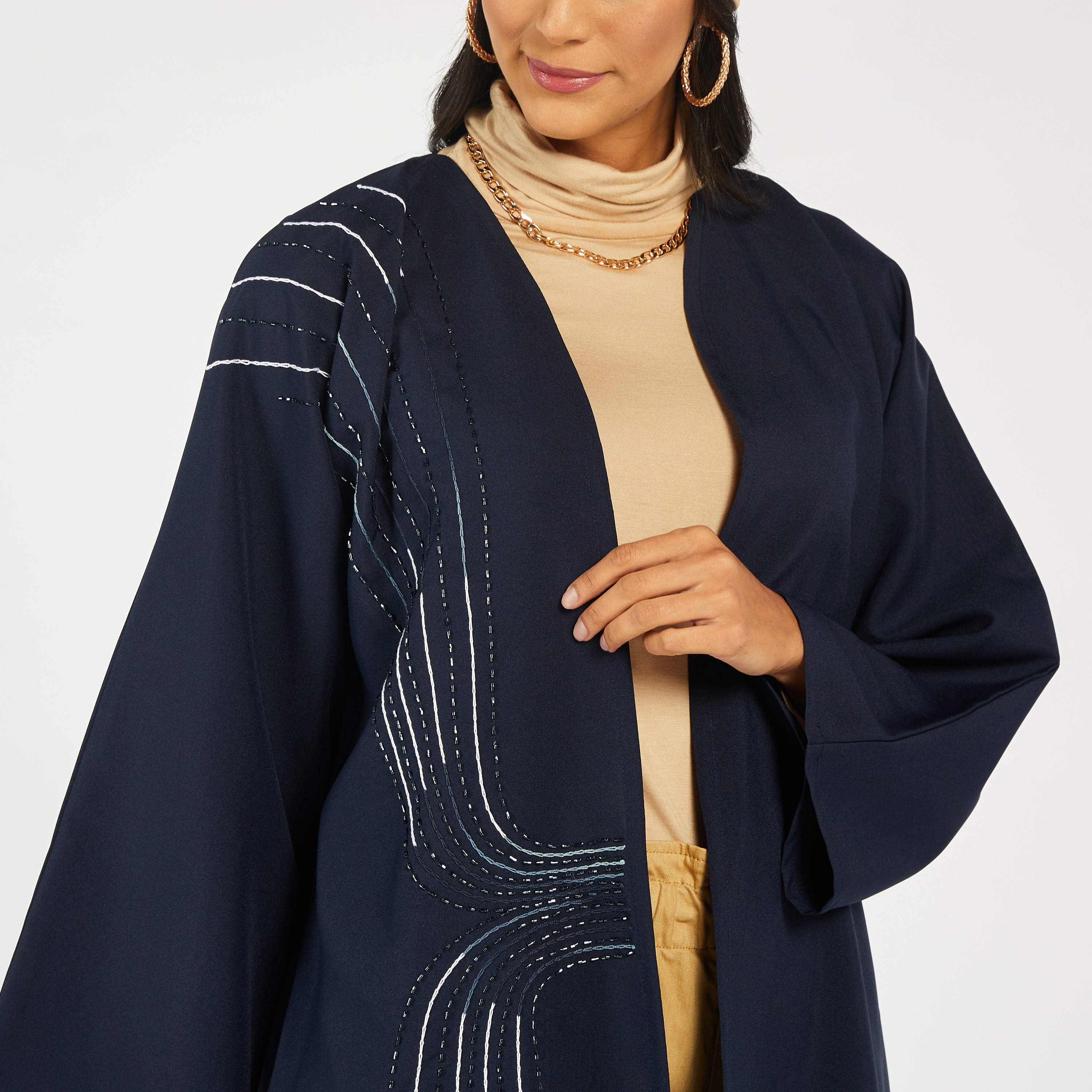 MOiSTREET Embellished Open Front Abaya with Long Sleeves-women-arabicclothing-abayas-image-3