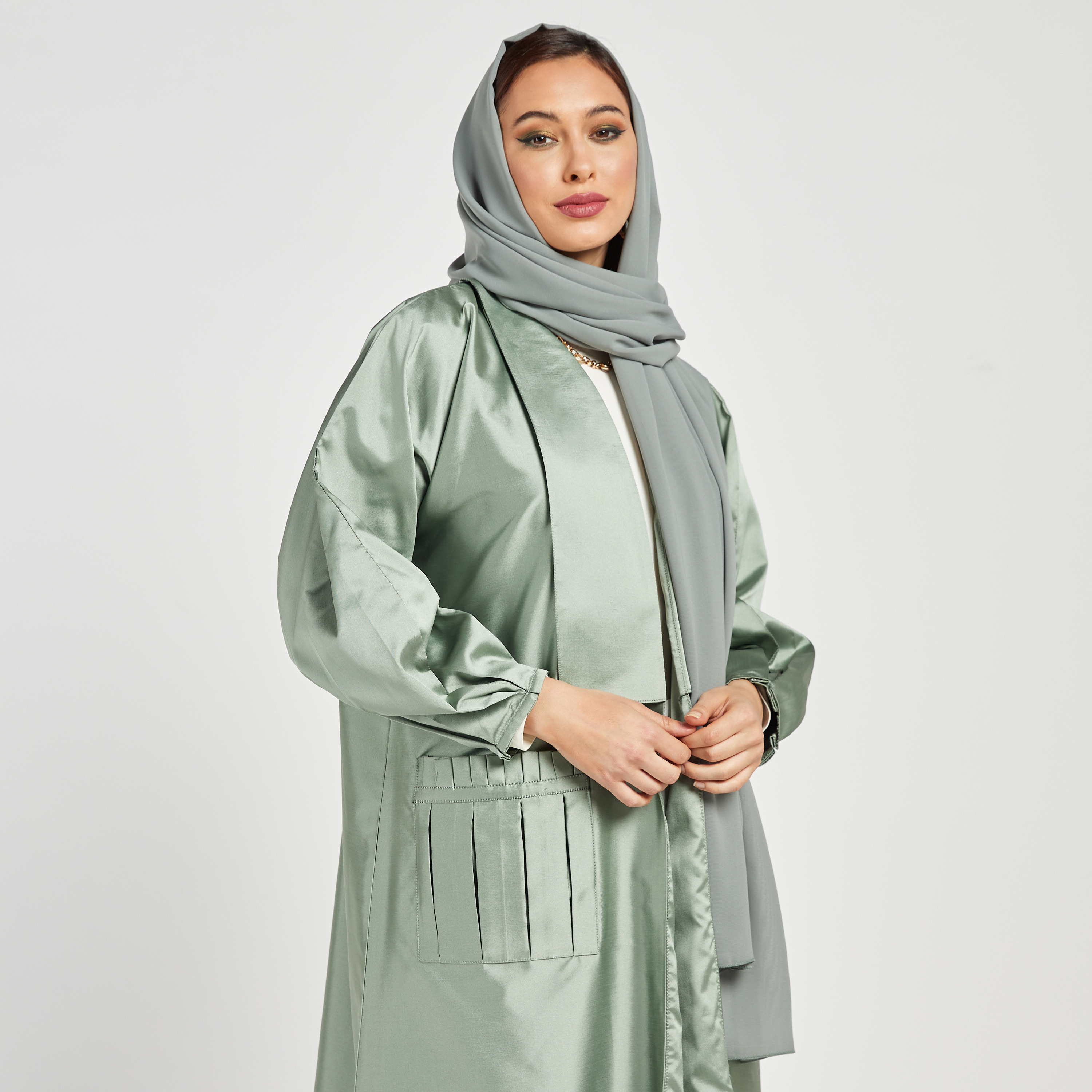 MOiSTREET Solid Open Front Abaya with Pockets-women-arabicclothing-abayas-image-2