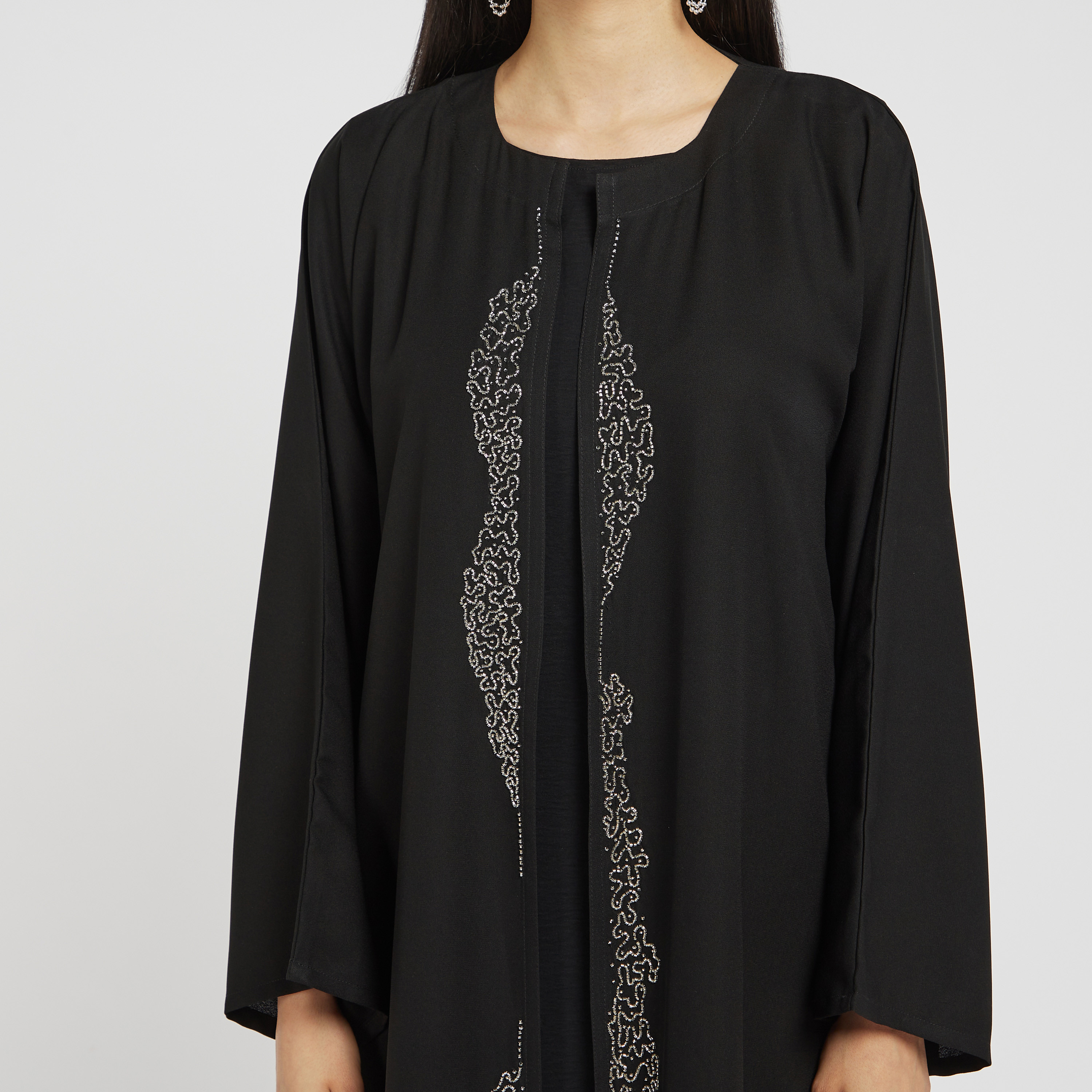 MOiSTREET Embellished Open Front Abaya with Long Sleeves-women-arabicclothing-abayas-image-3