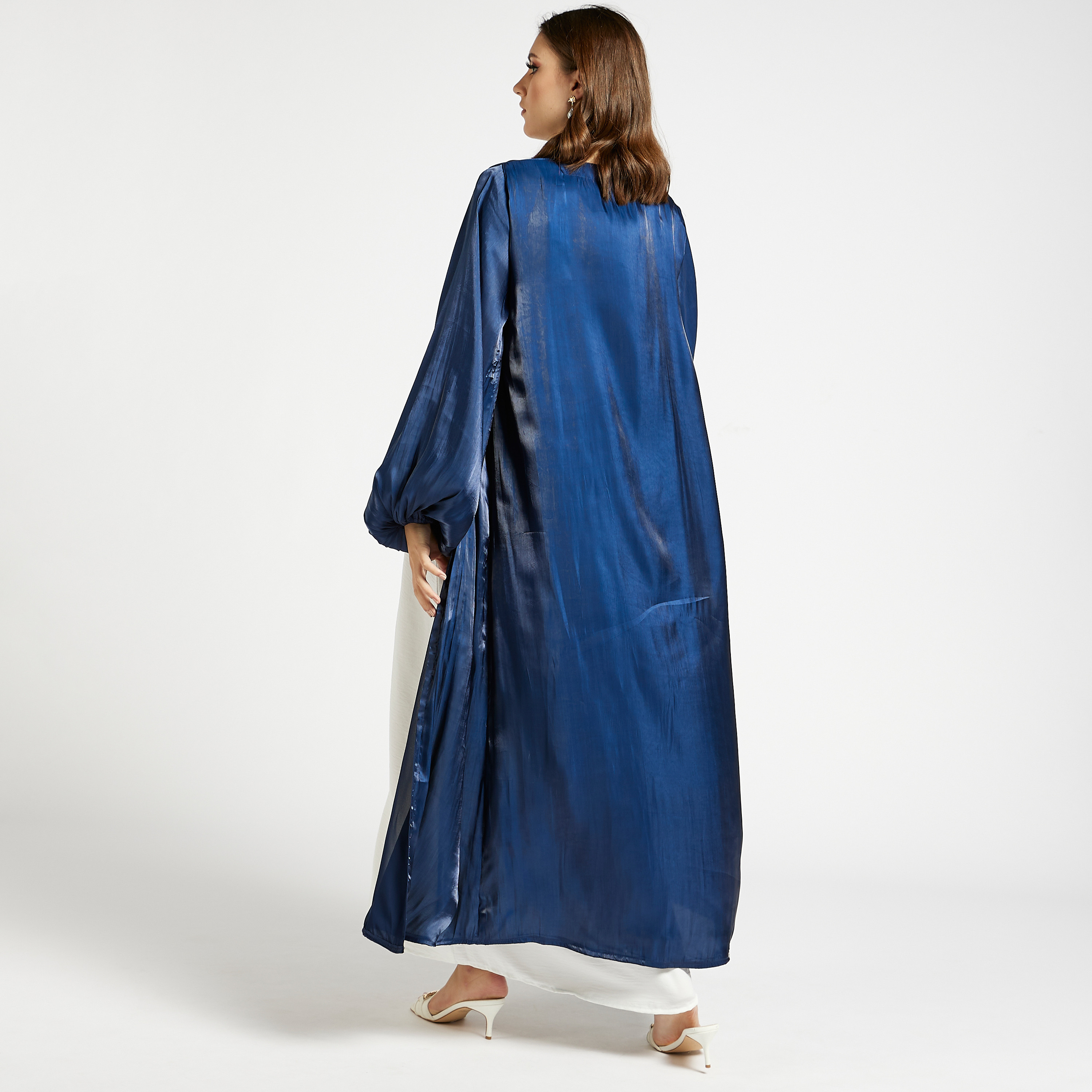 MOiSTREET Set of 3 Solid Open Front Abaya with Bishop Sleeves-women-arabicclothing-abayas-image-5