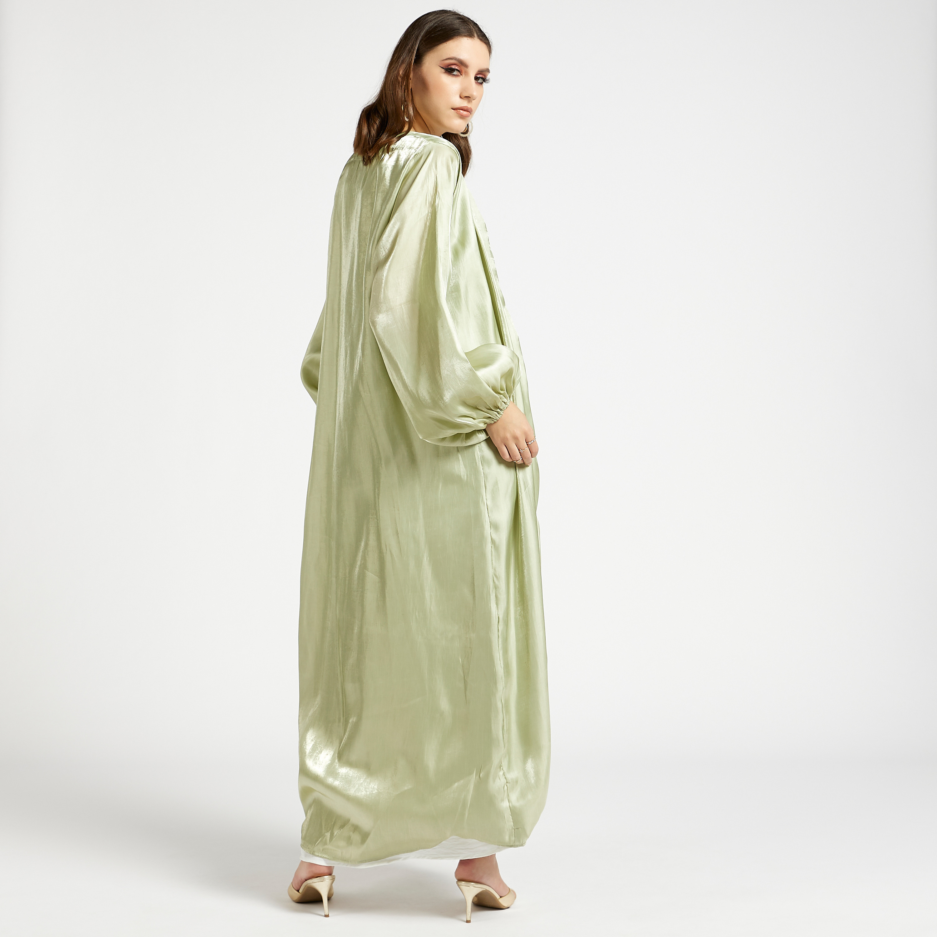 MOiSTREET Set of 3 Solid Open Front Abaya with Bishop Sleeves-women-arabicclothing-abayas-image-5