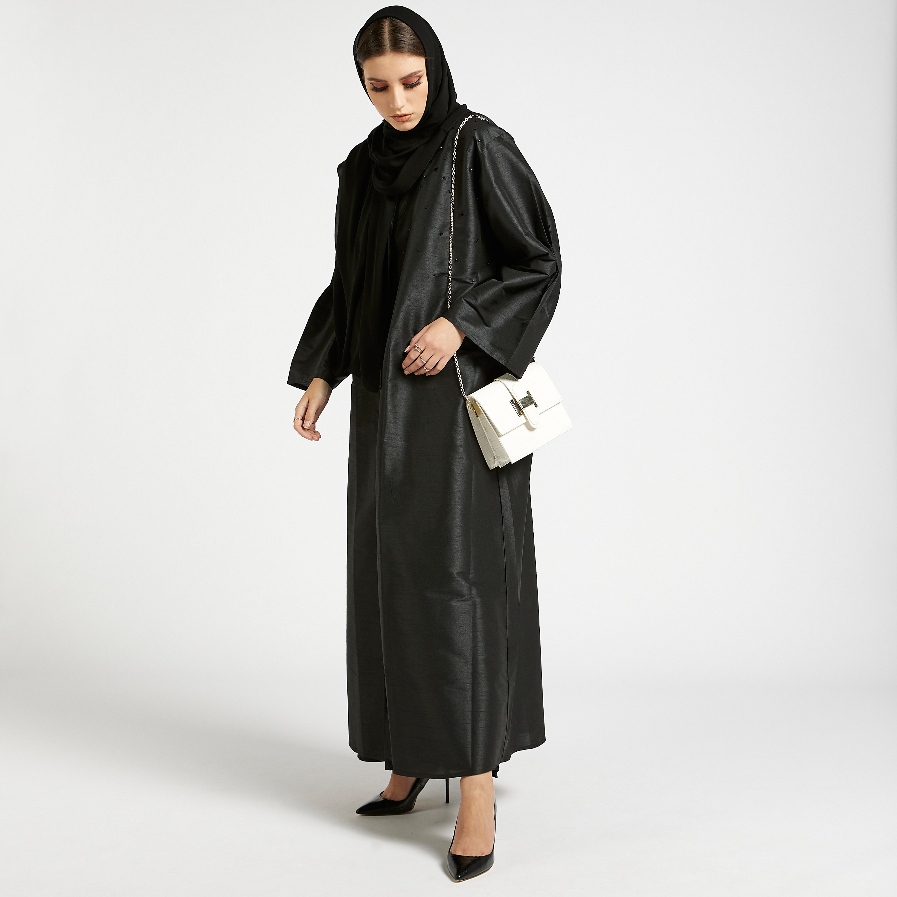 MOiSTREET Embellished Round Neck Abaya-women-arabicclothing-abayas-image-2