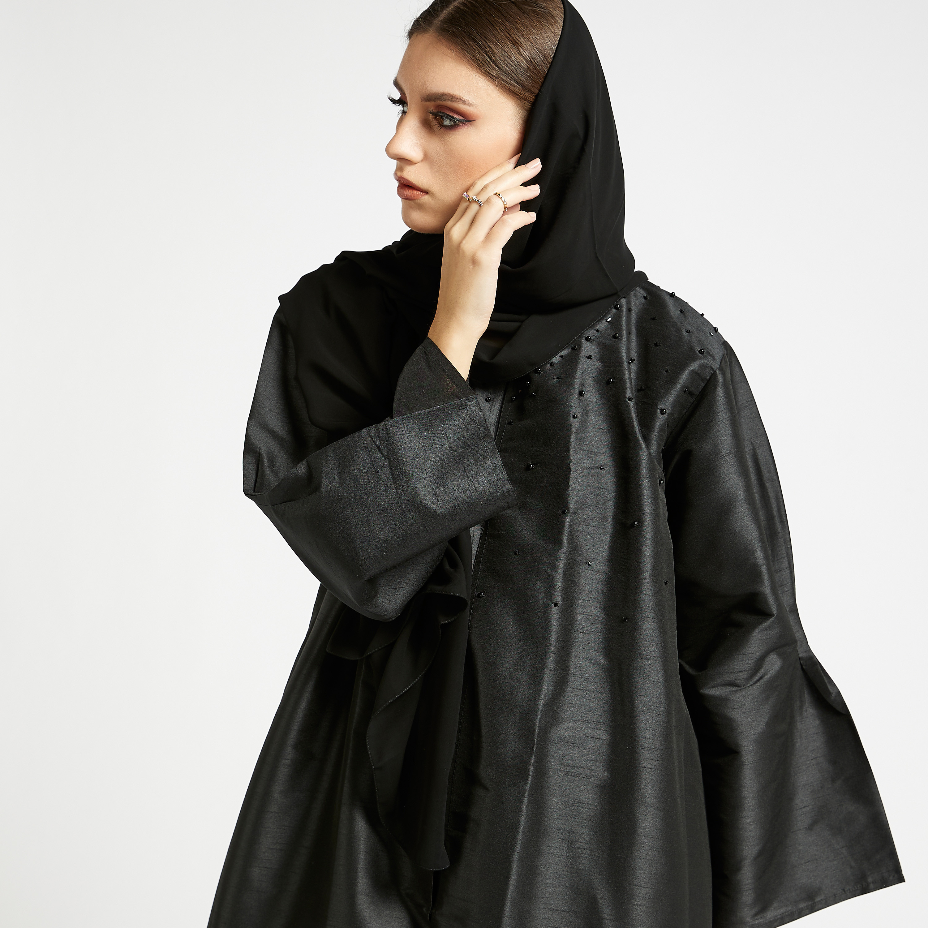MOiSTREET Embellished Round Neck Abaya-women-arabicclothing-abayas-image-4