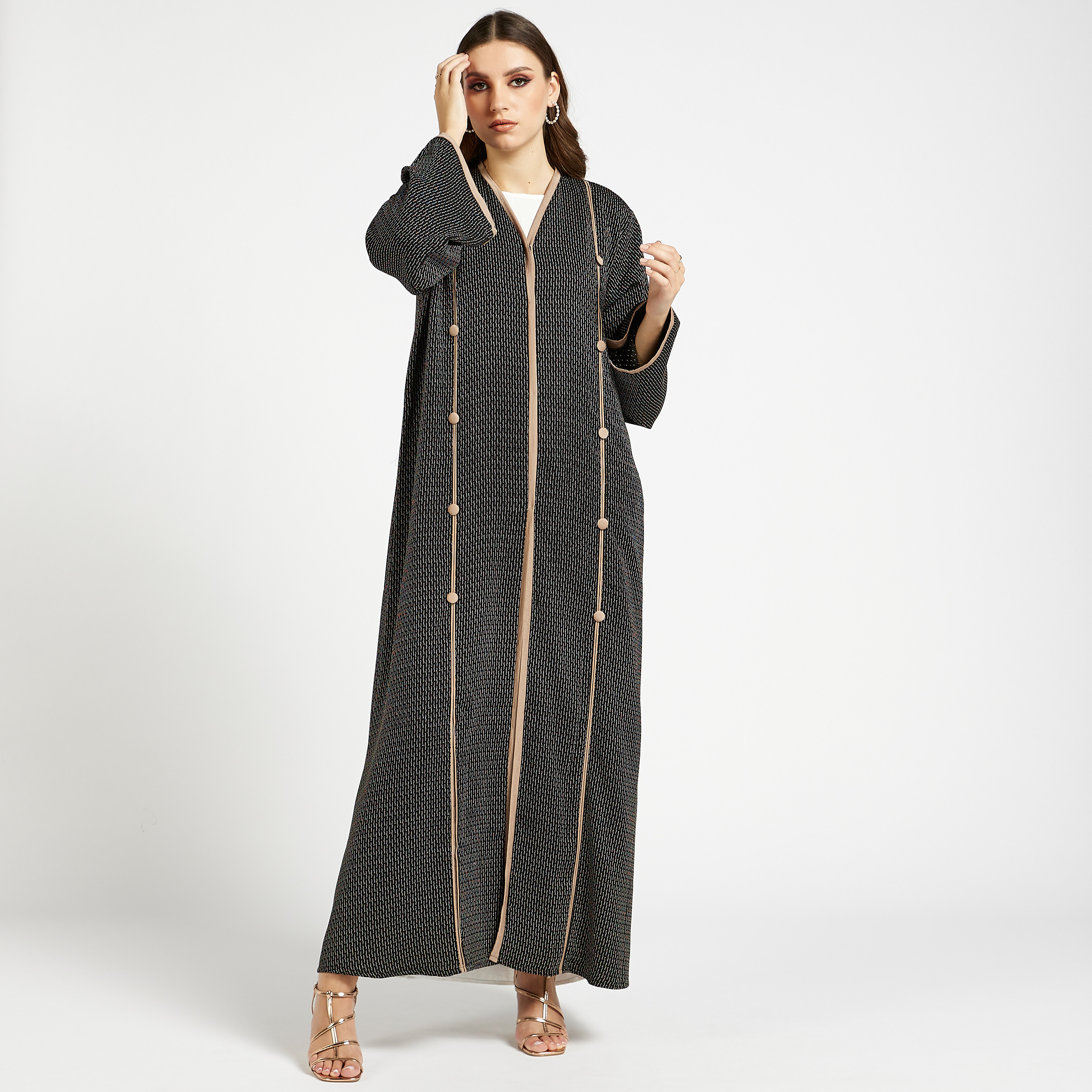 MOiSTREET Embroidered Abaya with V-neck-women-arabicclothing-abayas-image-2