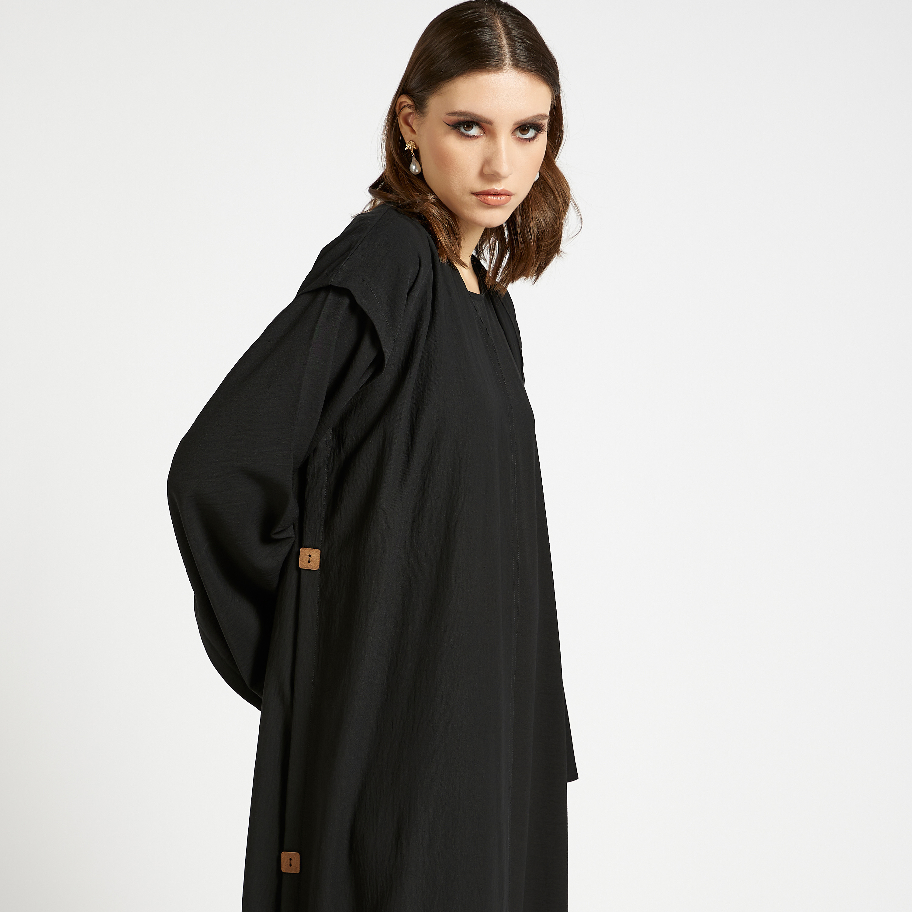 MOiSTREET Solid Abaya with Button Accent-women-arabicclothing-abayas-image-2