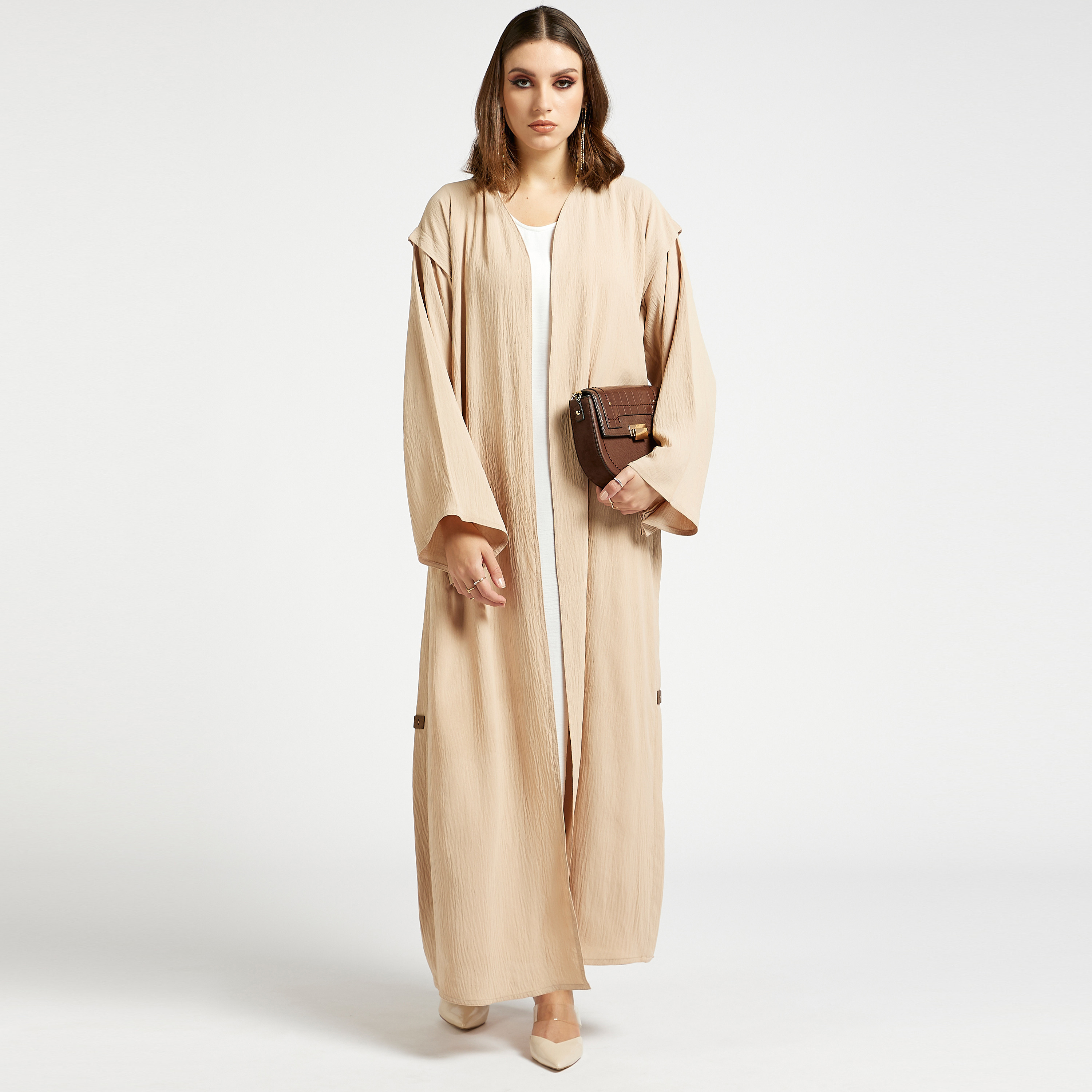 MOiSTREET Solid Abaya with Button Accent-women-arabicclothing-abayas-image-1