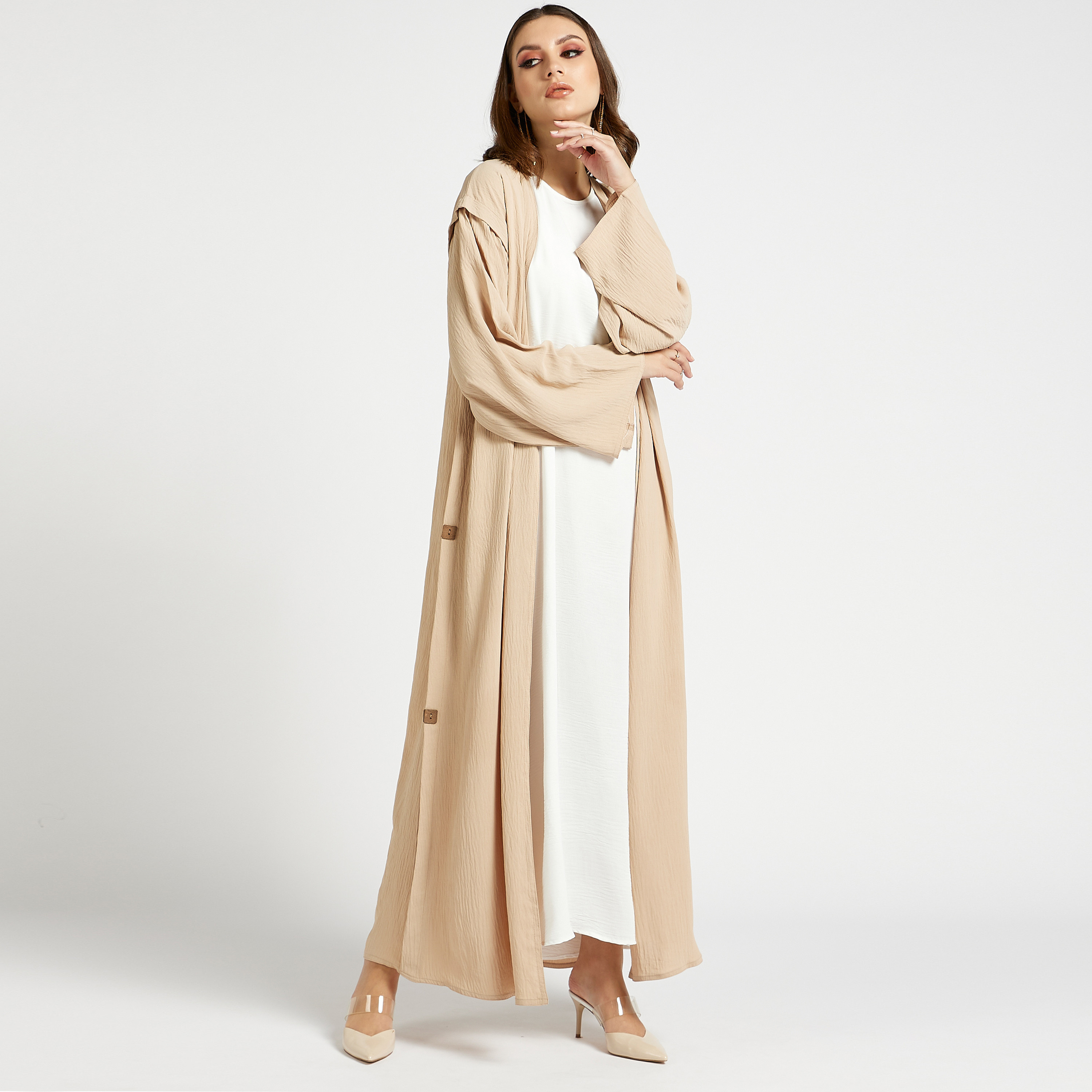 MOiSTREET Solid Abaya with Button Accent-women-arabicclothing-abayas-image-2