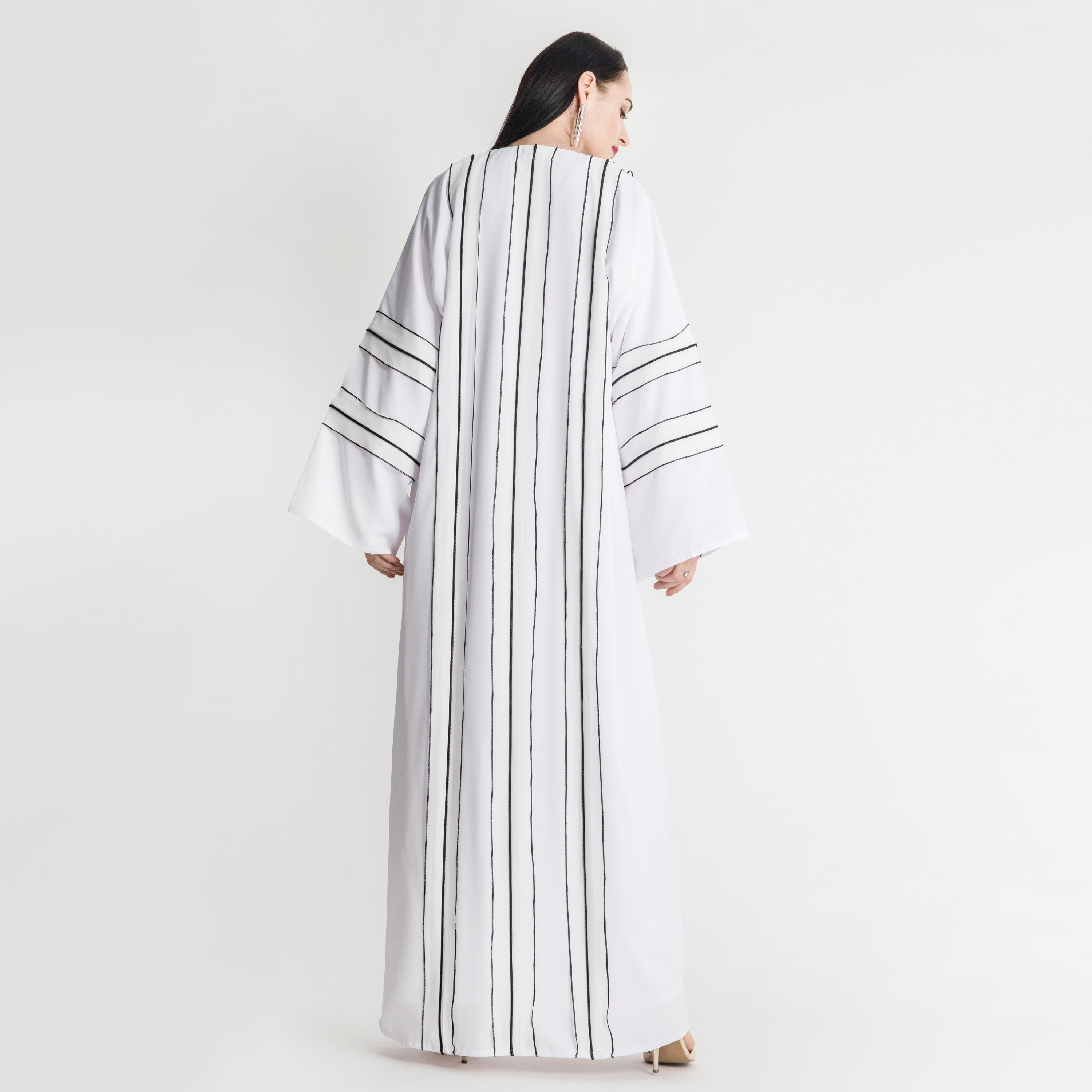 MOiSTREET Striped Abaya with Long Sleeves-women-arabicclothing-abayas-image-3