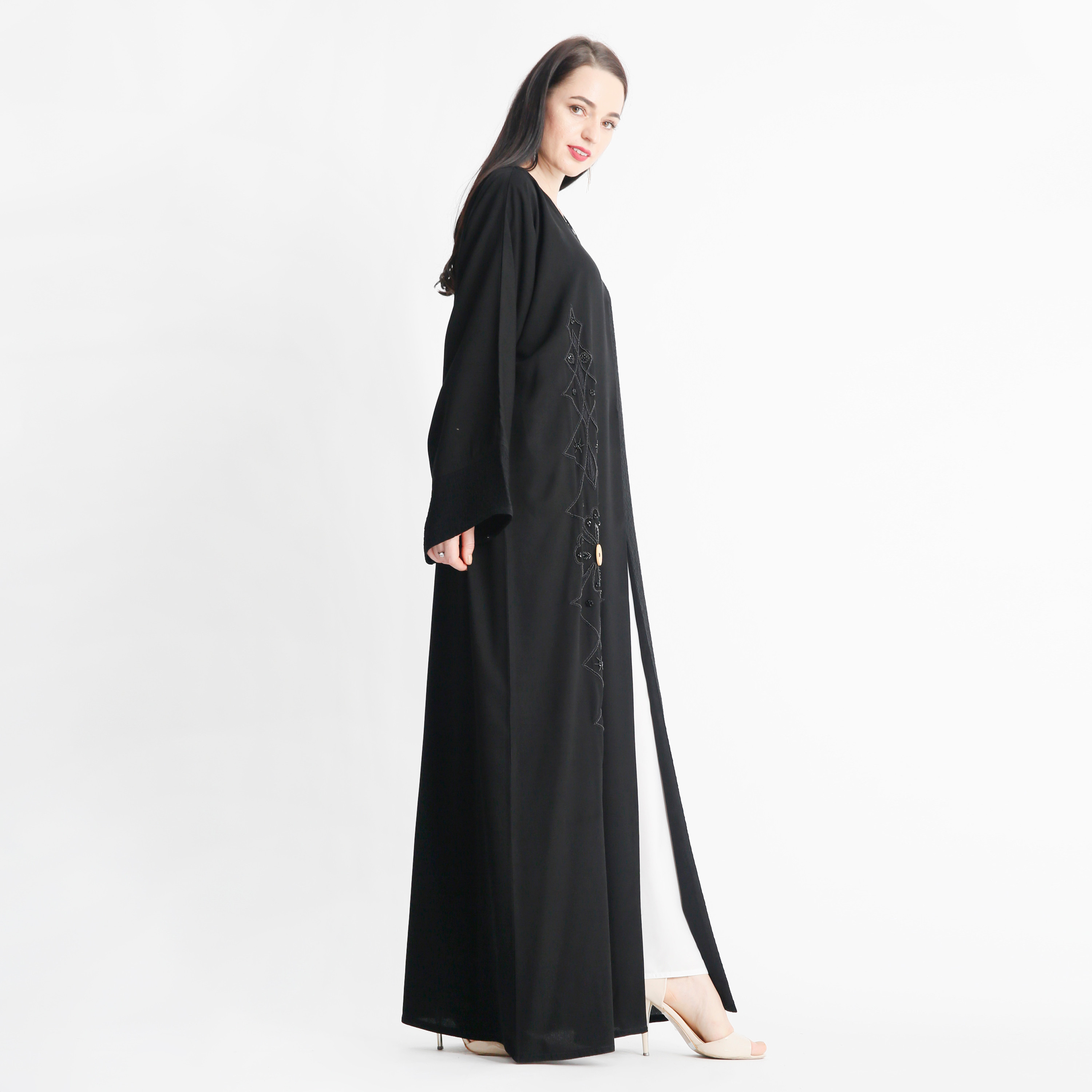 MOiSTREET V-neck Abaya with Bead Detail-women-arabicclothing-abayas-image-2
