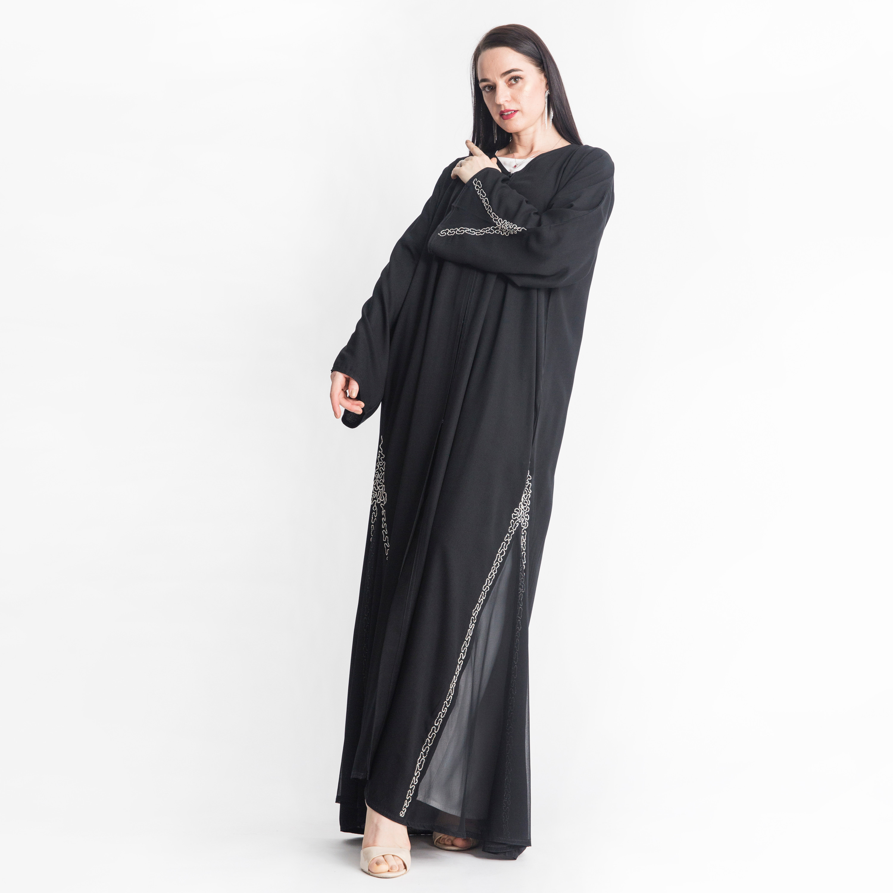 MOiSTREET Embellished Abaya with Long Sleeves-women-arabicclothing-abayas-image-1