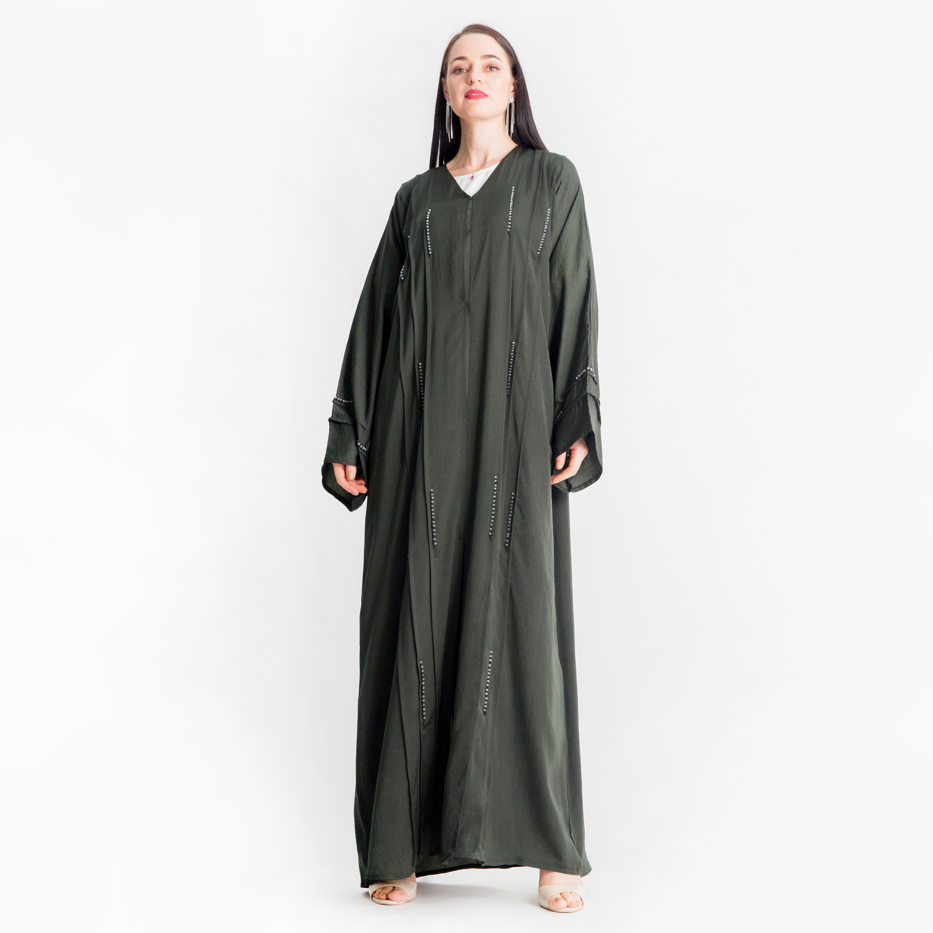 MOiSTREET Embellished V-neck Abaya-women-arabicclothing-abayas-image-1