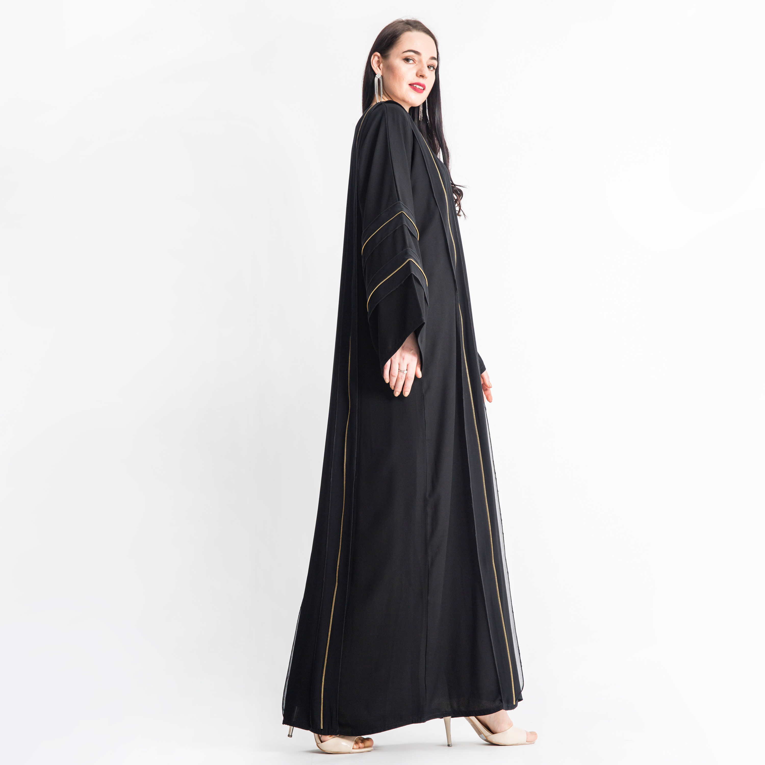 MOiSTREET V-neck Abaya with Piping Detail-women-arabicclothing-abayas-image-3