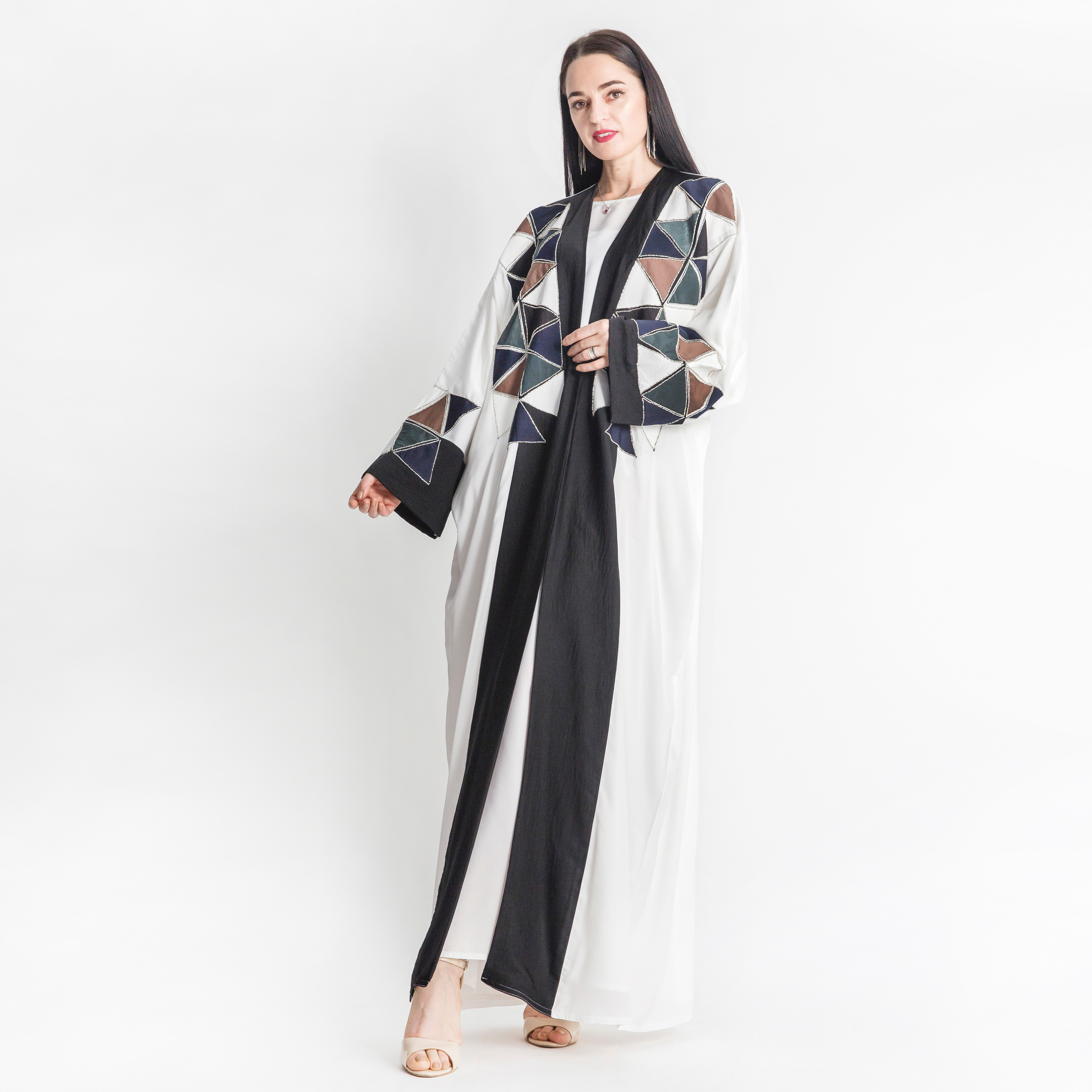 MOiSTREET Textured Abaya with Long Sleeves-women-arabicclothing-abayas-image-1