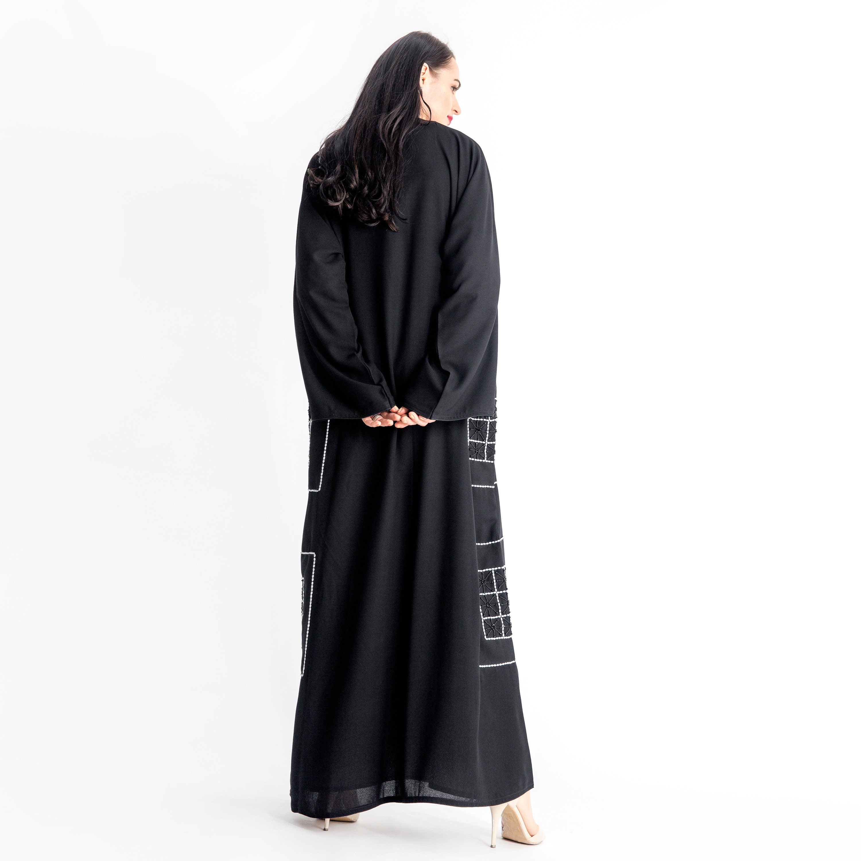 MOiSTREET V-neck Abaya with Bead Detail-women-arabicclothing-abayas-image-3