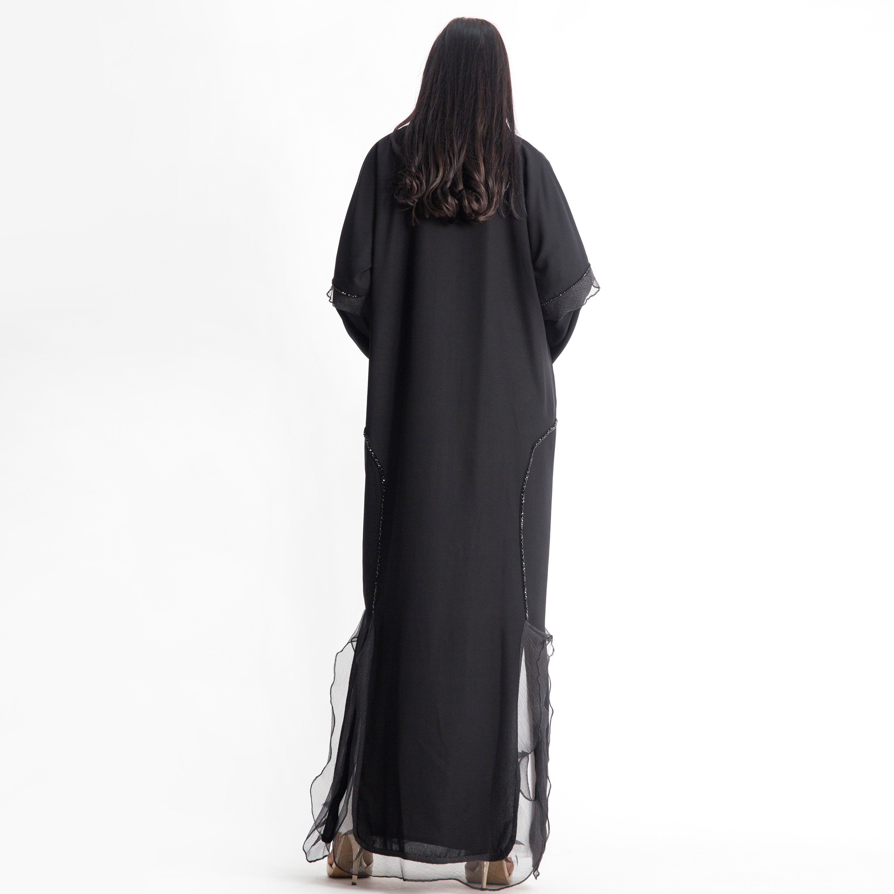 MOiSTREET V-neck Abaya with Ruffle Detail-women-arabicclothing-abayas-image-2