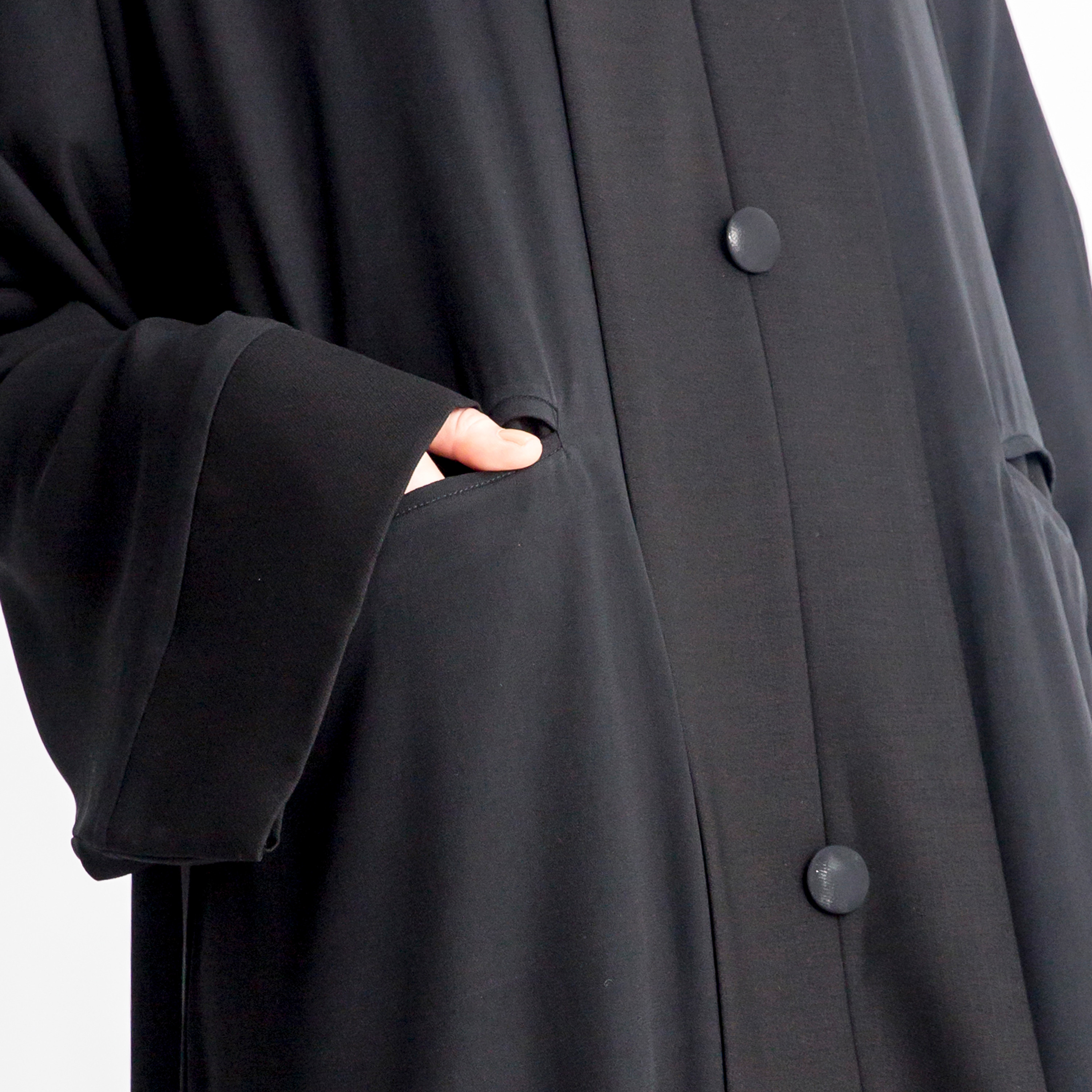 MOiSTREET Solid V-neck Abaya with Button Detail and Front Pockets-women-arabicclothing-abayas-image-3
