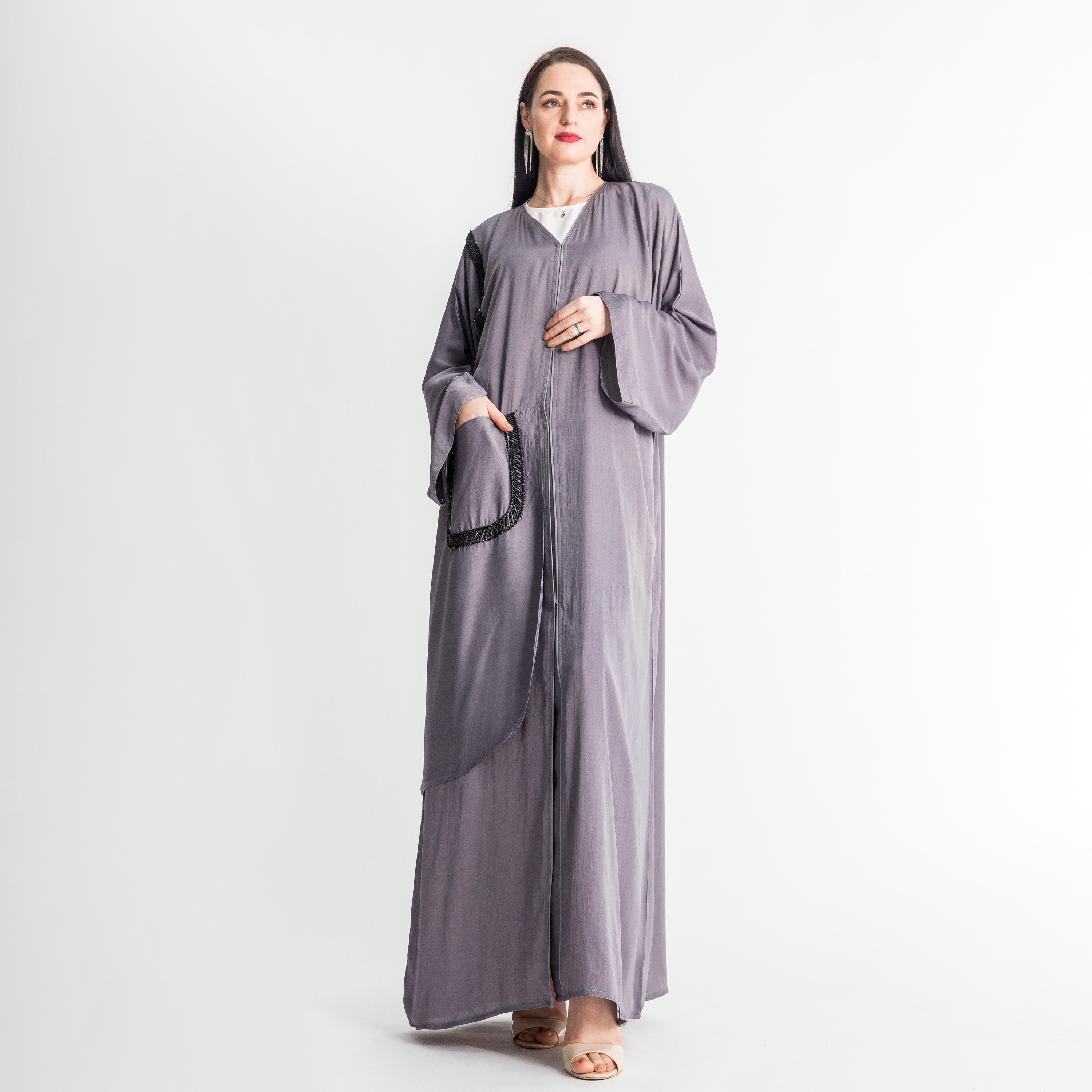 MOiSTREET Abaya with Embellished Pocket-women-arabicclothing-abayas-image-1