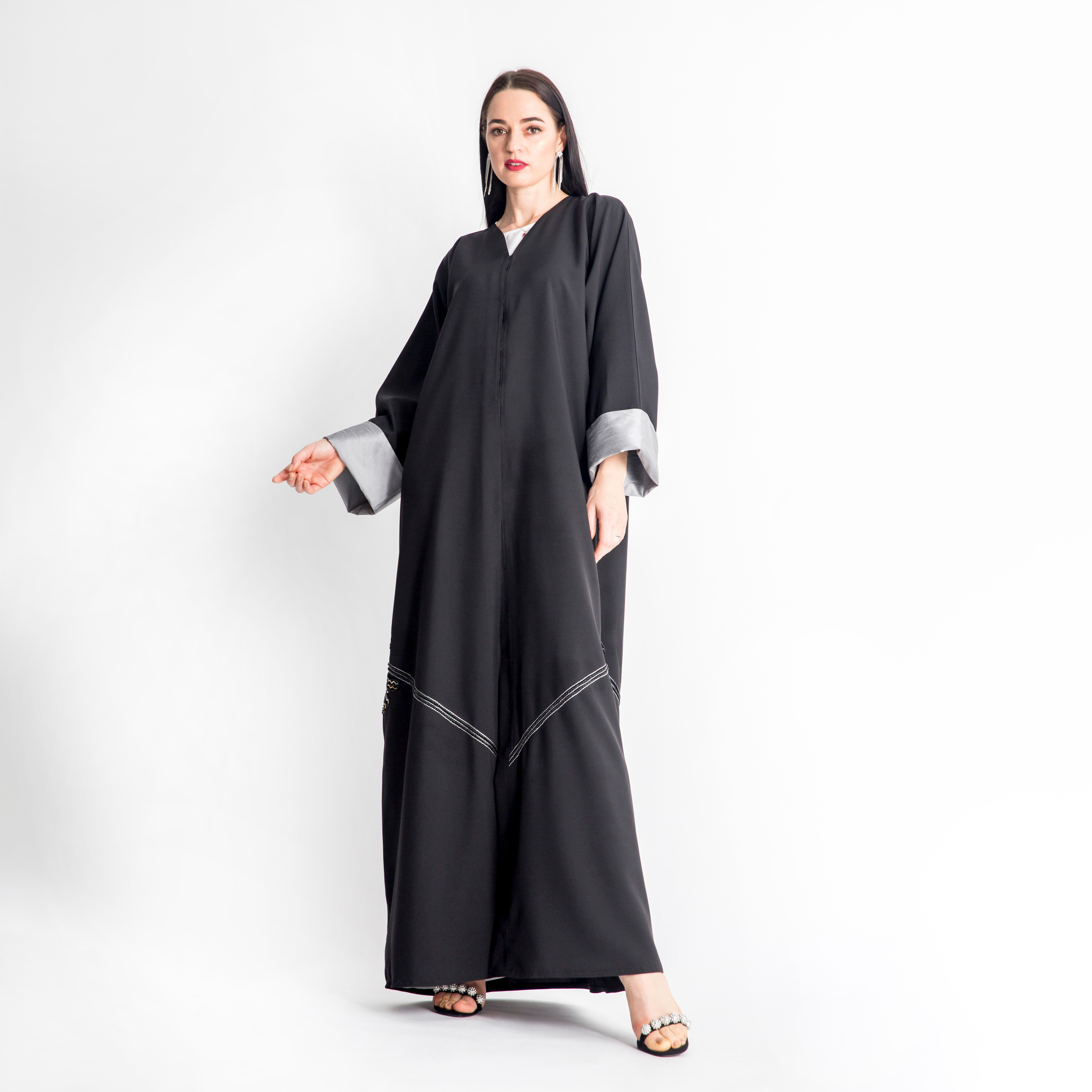 MOiSTREET Embellished V-neck Abaya-women-arabicclothing-abayas-image-1