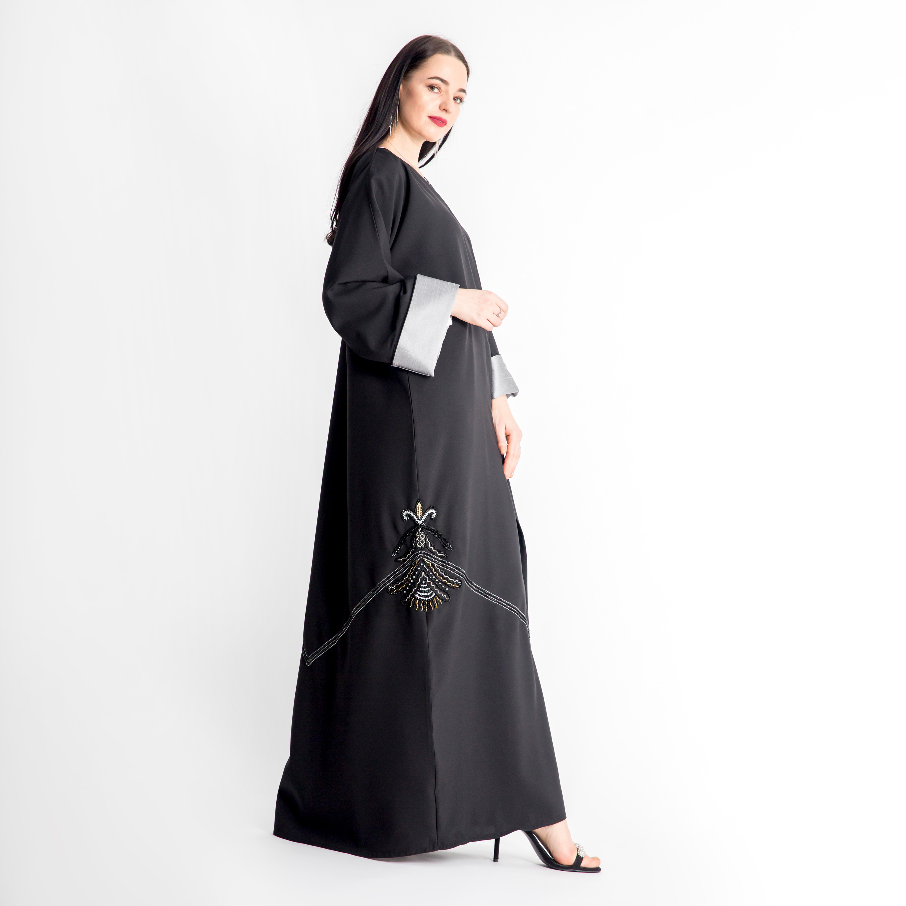 MOiSTREET Embellished V-neck Abaya-women-arabicclothing-abayas-image-3