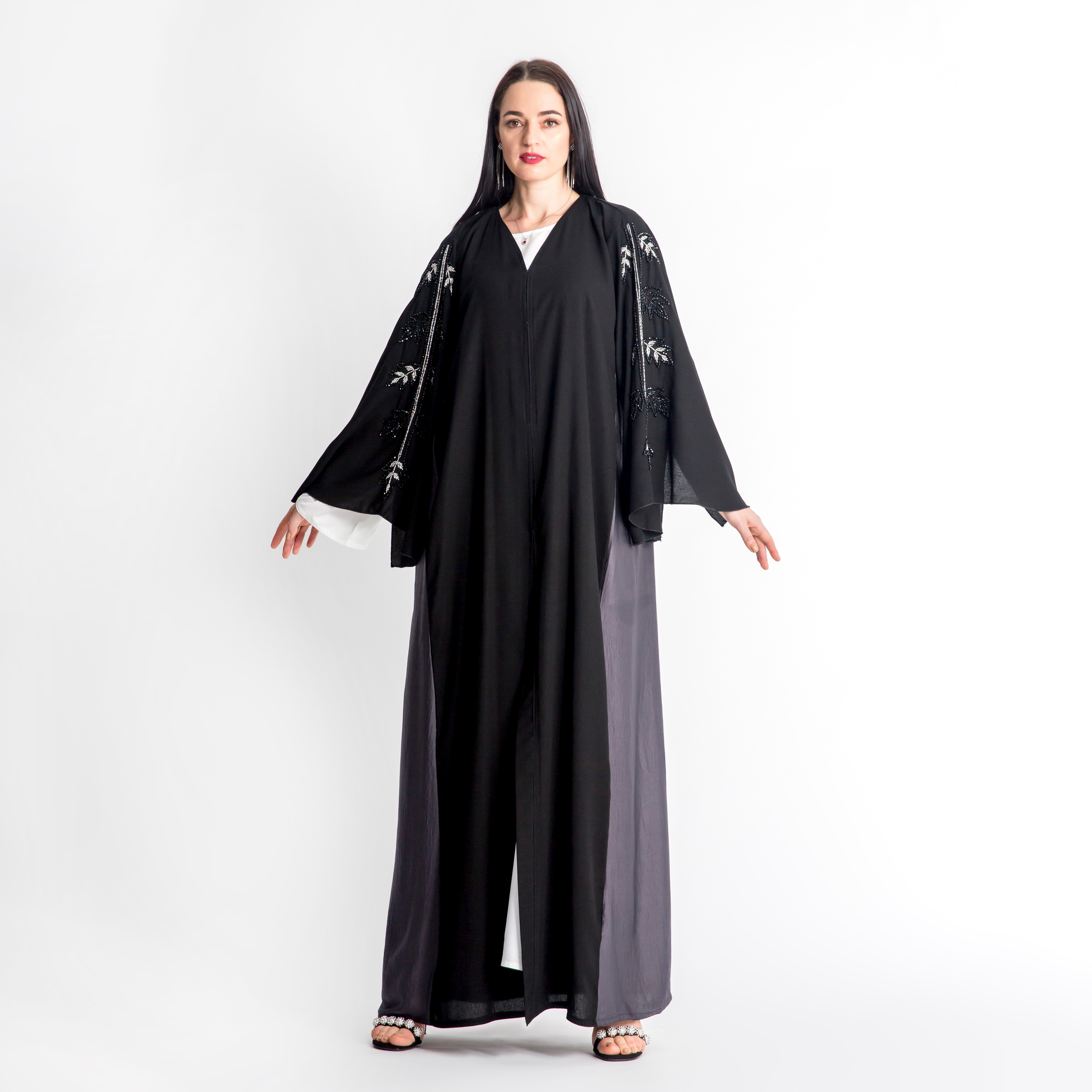 MOiSTREET V-neck Embellished Abaya-women-arabicclothing-abayas-image-1