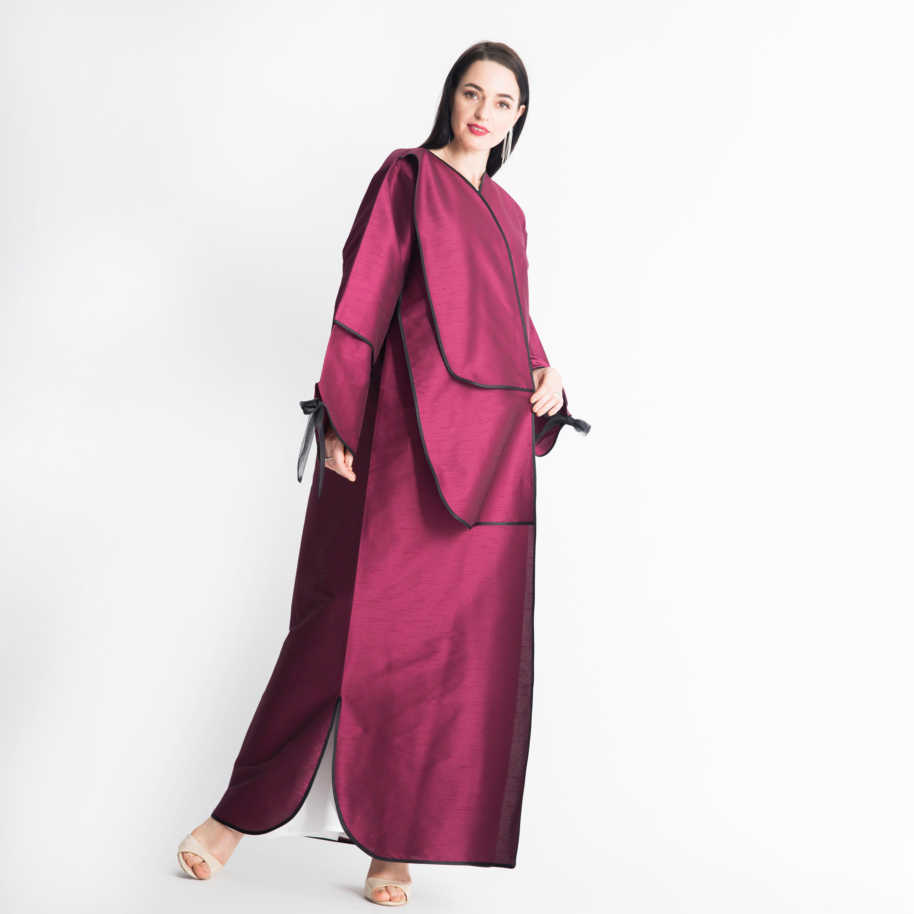 MOiSTREET Layered Abaya with Tie-Ups-women-arabicclothing-abayas-image-1