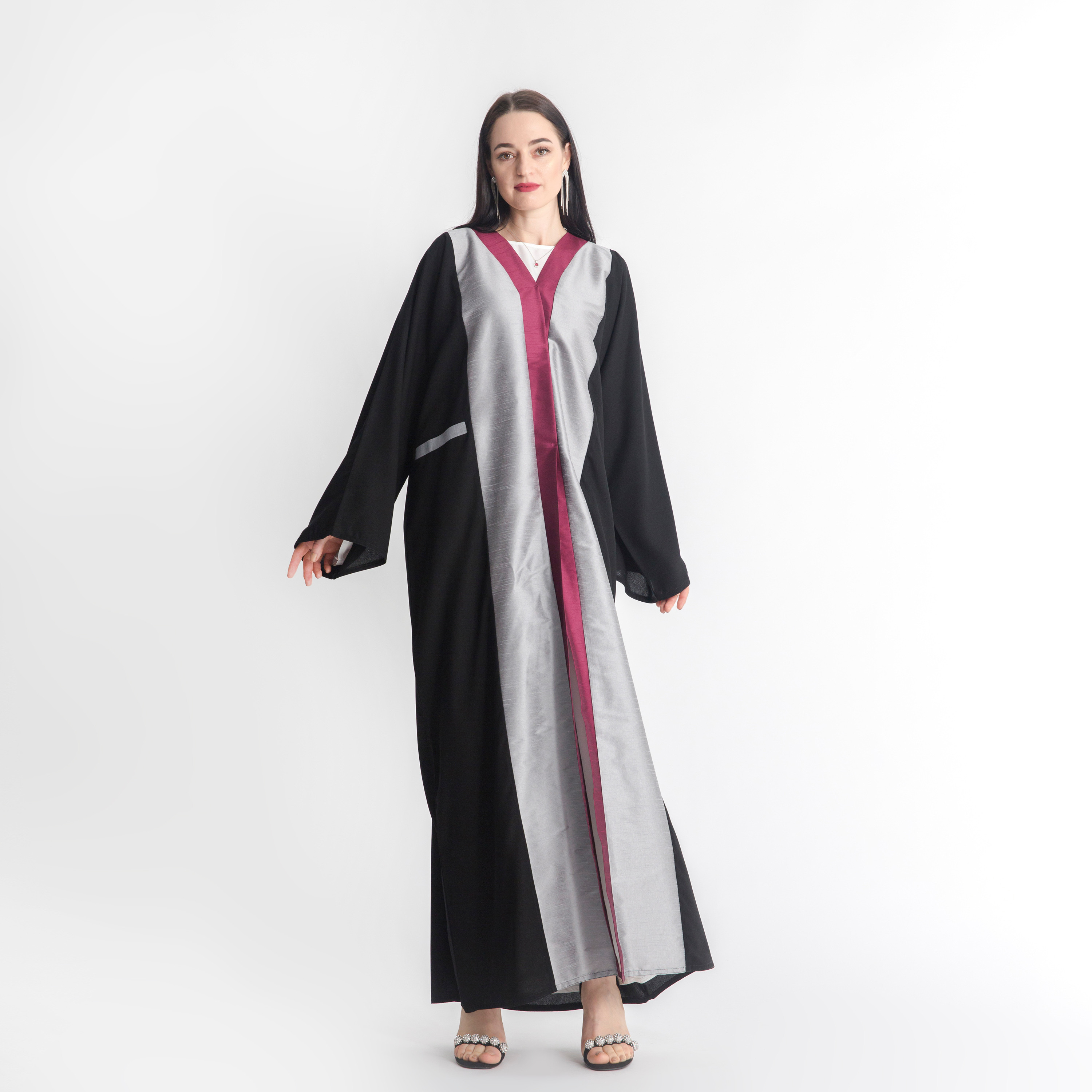 MOiSTREET Abaya with Contrast Panels and Pocket-women-arabicclothing-abayas-image-1