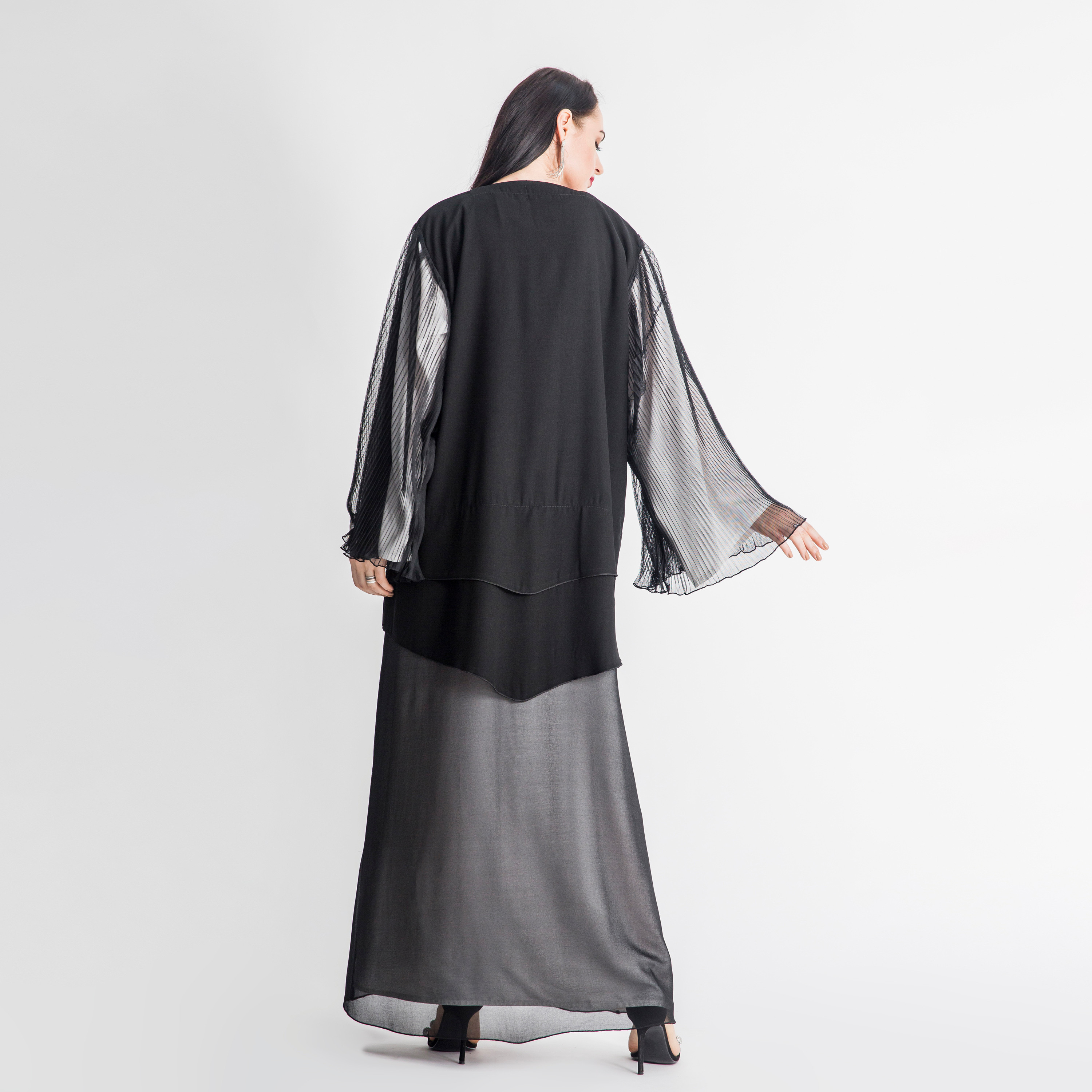MOiSTREET Bead Embellished Abaya with Pleated Sleeves-women-arabicclothing-abayas-image-2