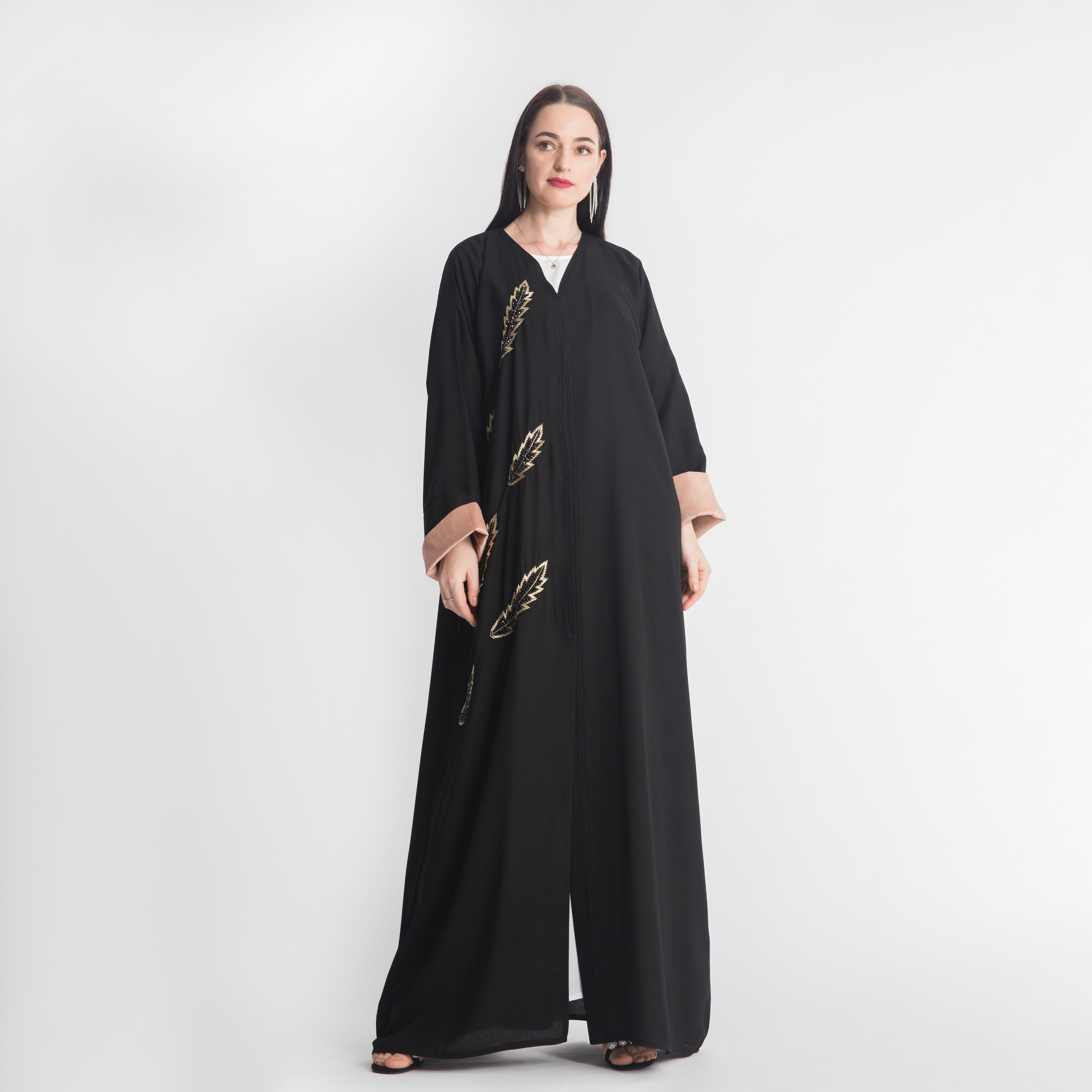MOiSTREET Leaf Embroidered Abaya-women-arabicclothing-abayas-image-1
