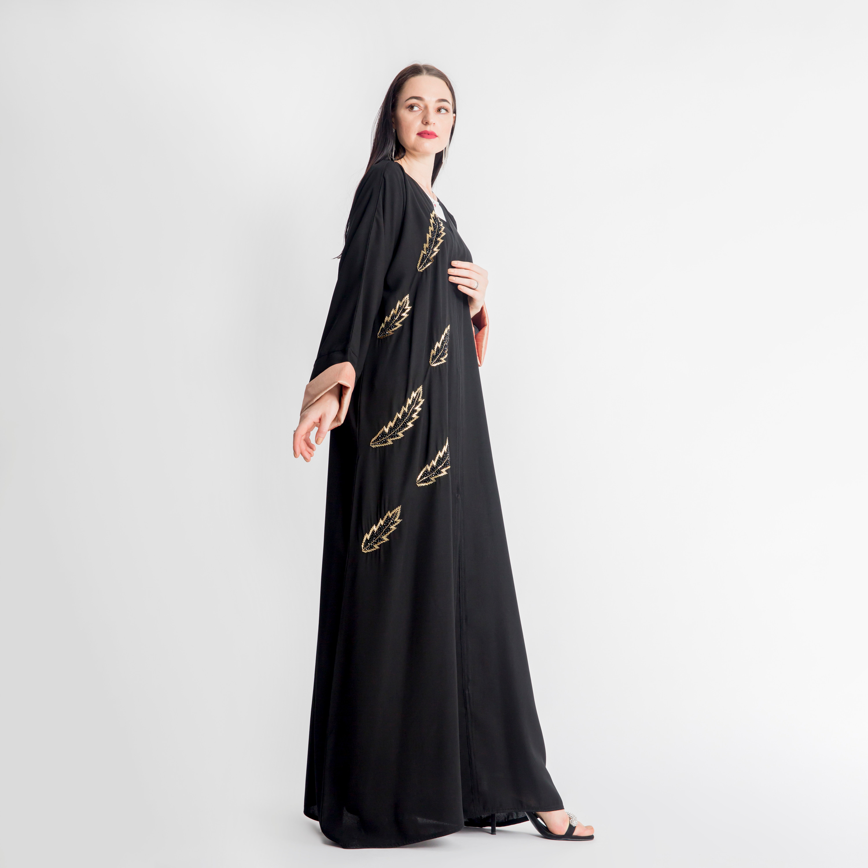 MOiSTREET Leaf Embroidered Abaya-women-arabicclothing-abayas-image-2