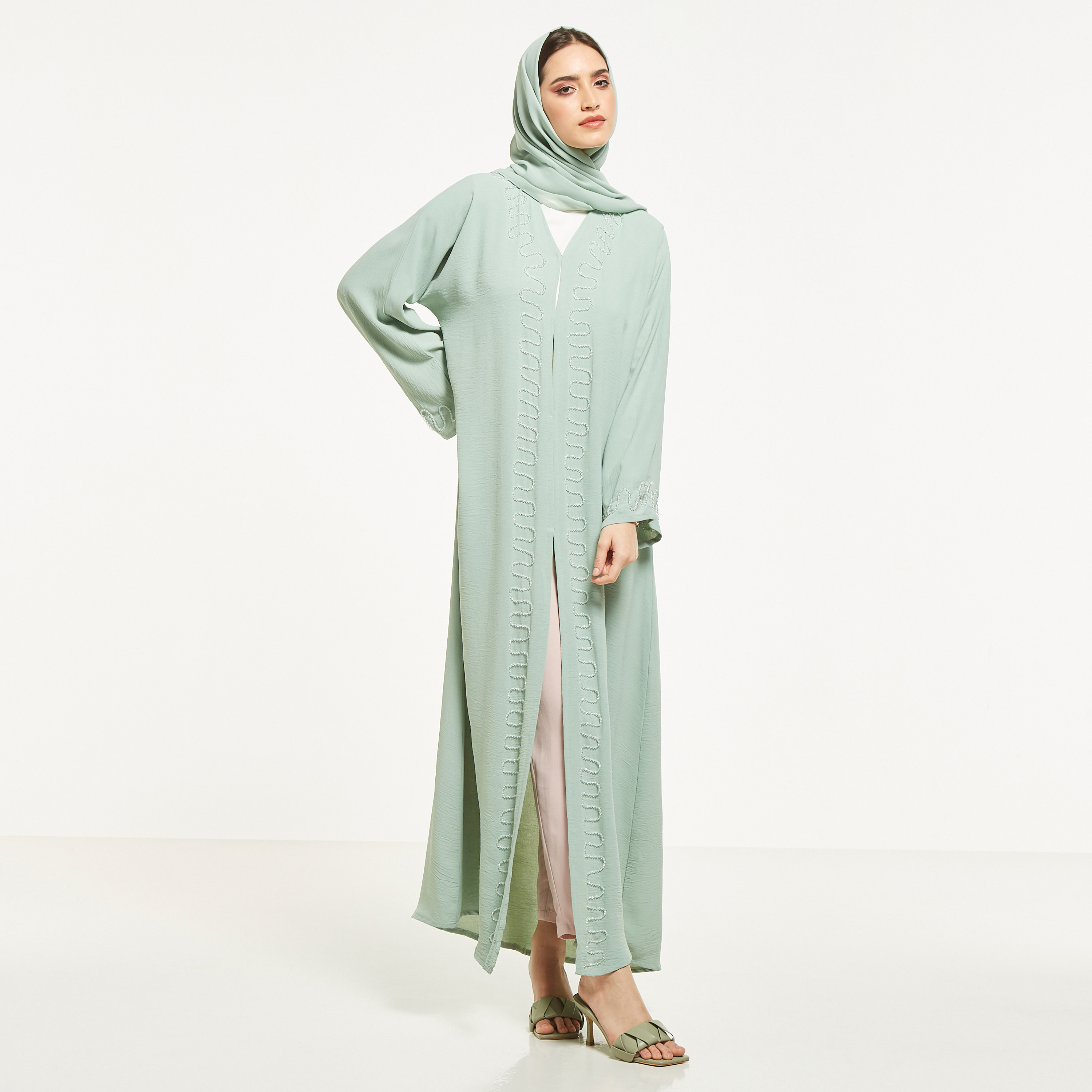 MOiSTREET Embellished Abaya with Hijab-women-arabicclothing-abayas-image-4