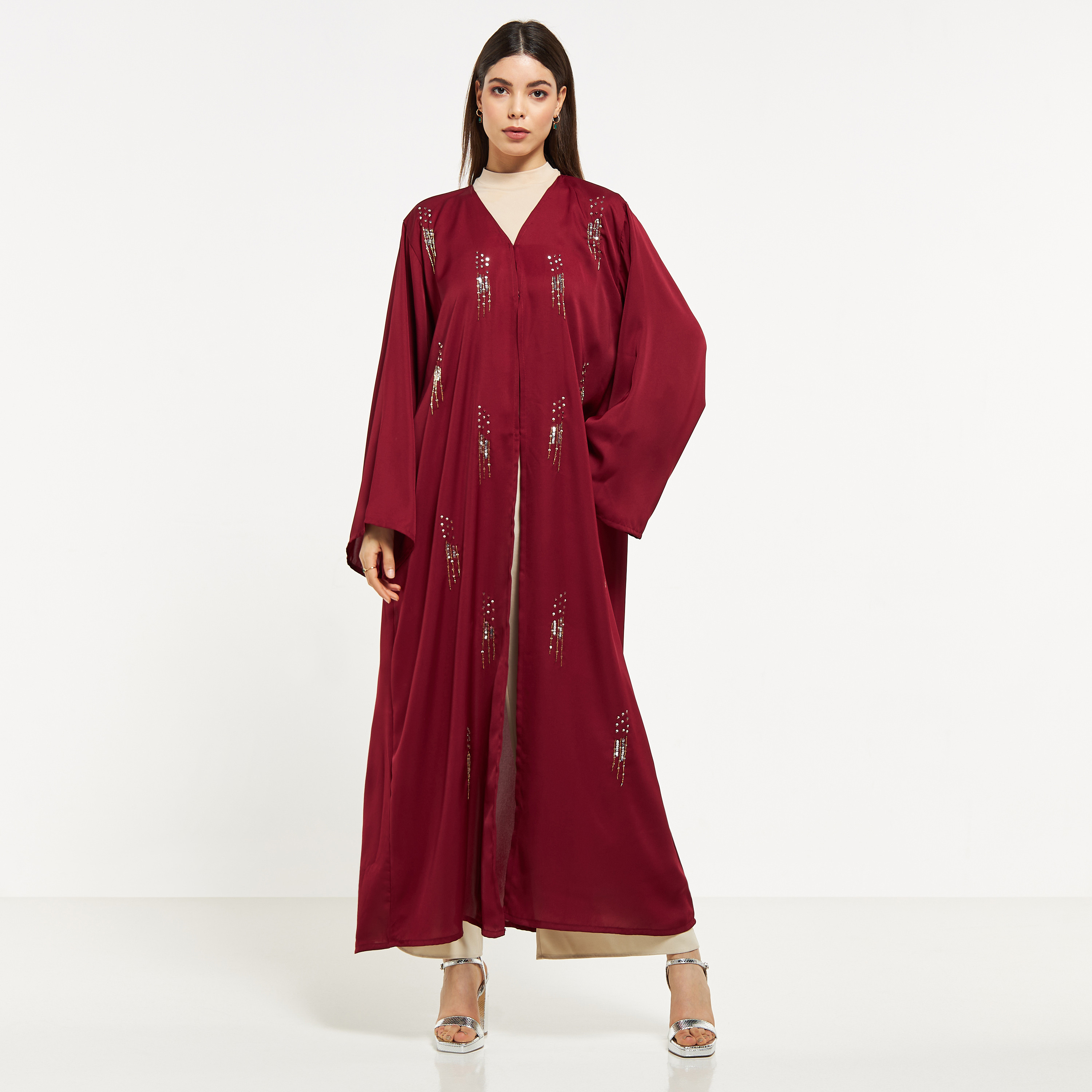 MOiSTREET Embellished Abaya with Hijab-women-arabicclothing-abayas-image-1