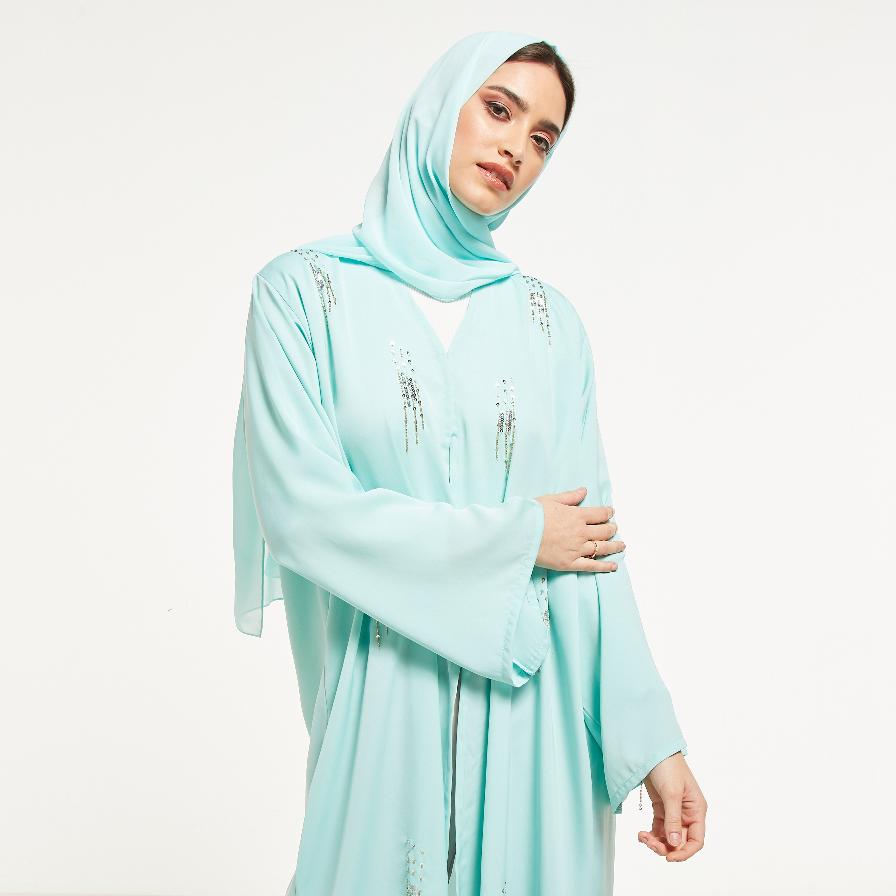 MOiSTREET Embellished Abaya with Hijab-women-arabicclothing-abayas-image-2