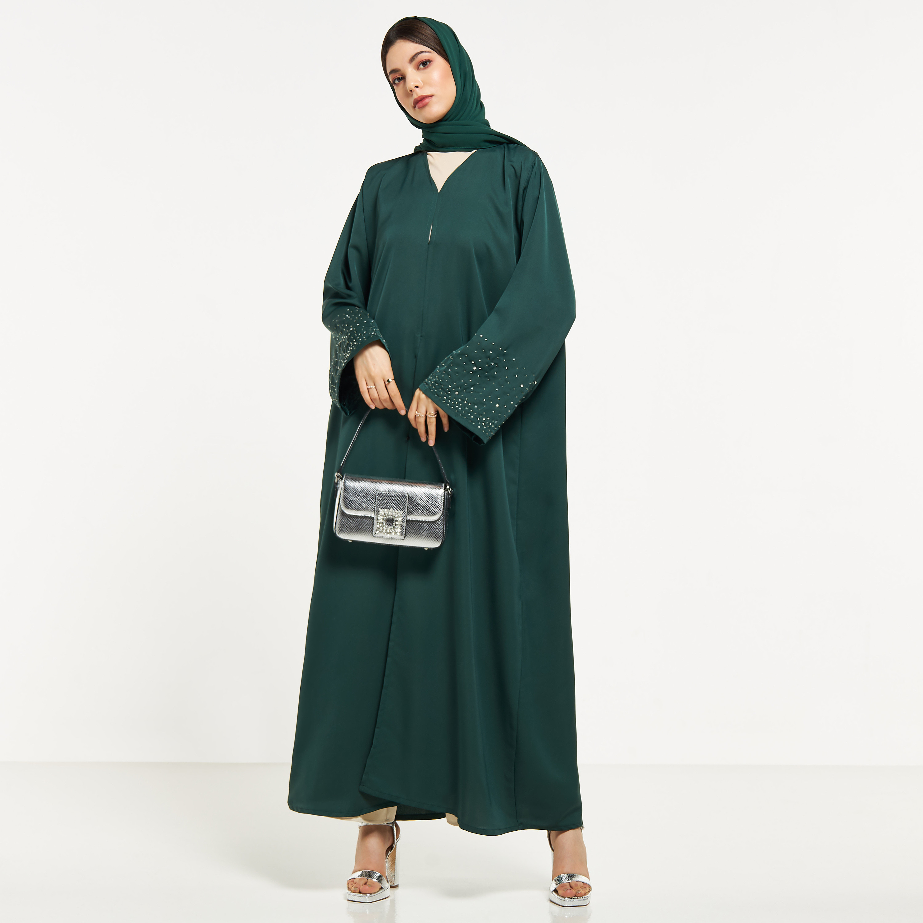 MOiSTREET Stone Embellished Abaya with Hijab-women-arabicclothing-abayas-image-2