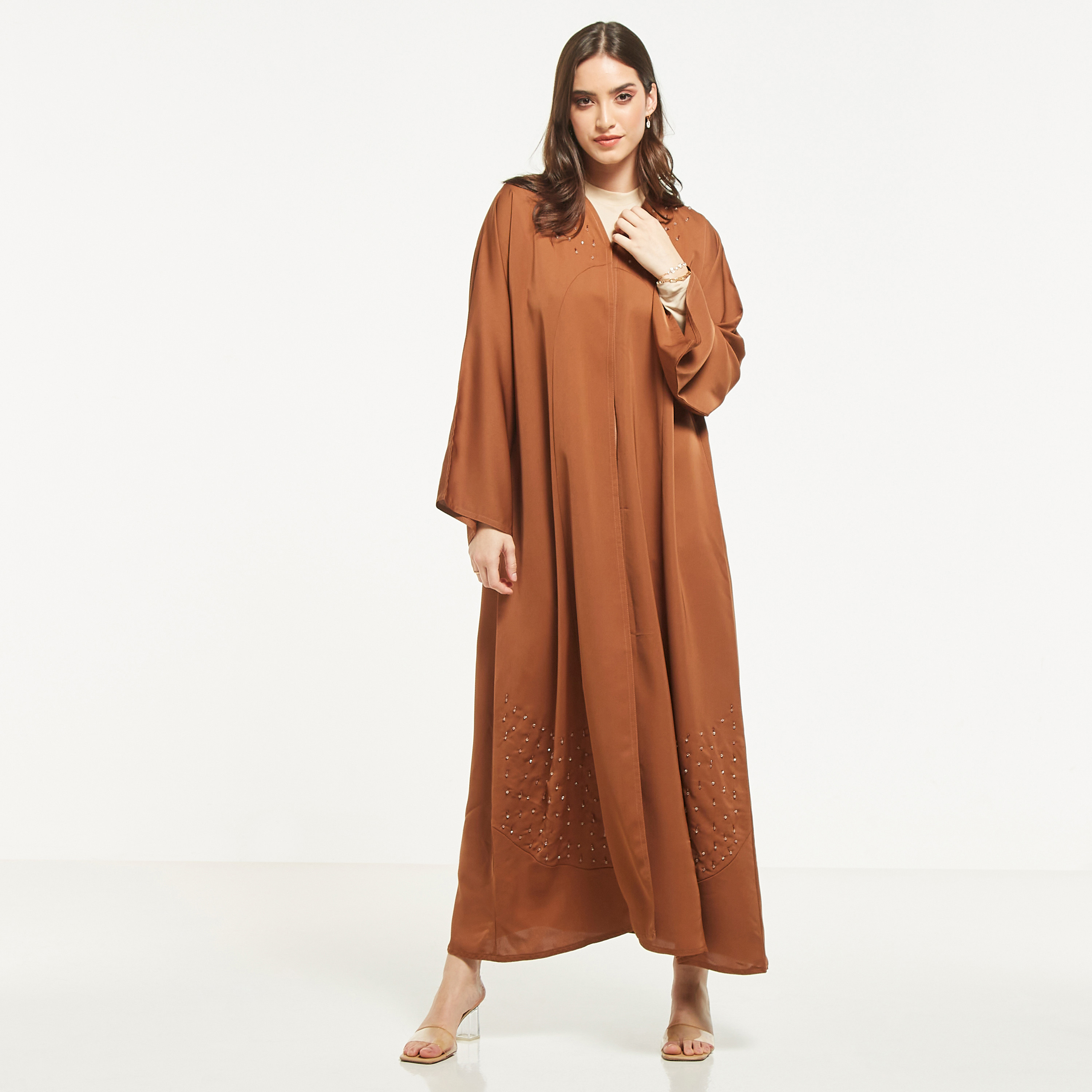 MOiSTREET Embellished Abaya with Hijab-women-arabicclothing-abayas-image-1