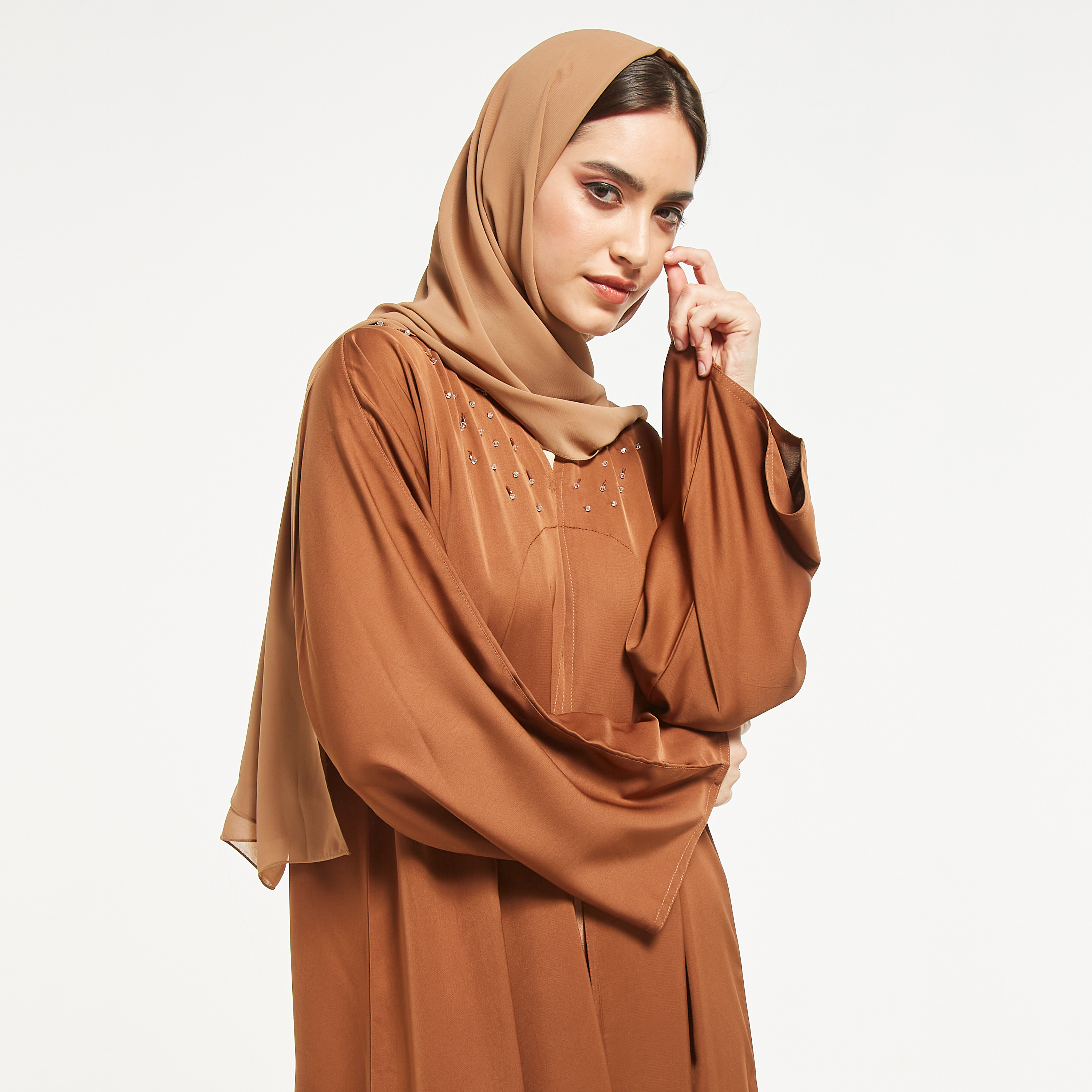 MOiSTREET Embellished Abaya with Hijab-women-arabicclothing-abayas-image-2