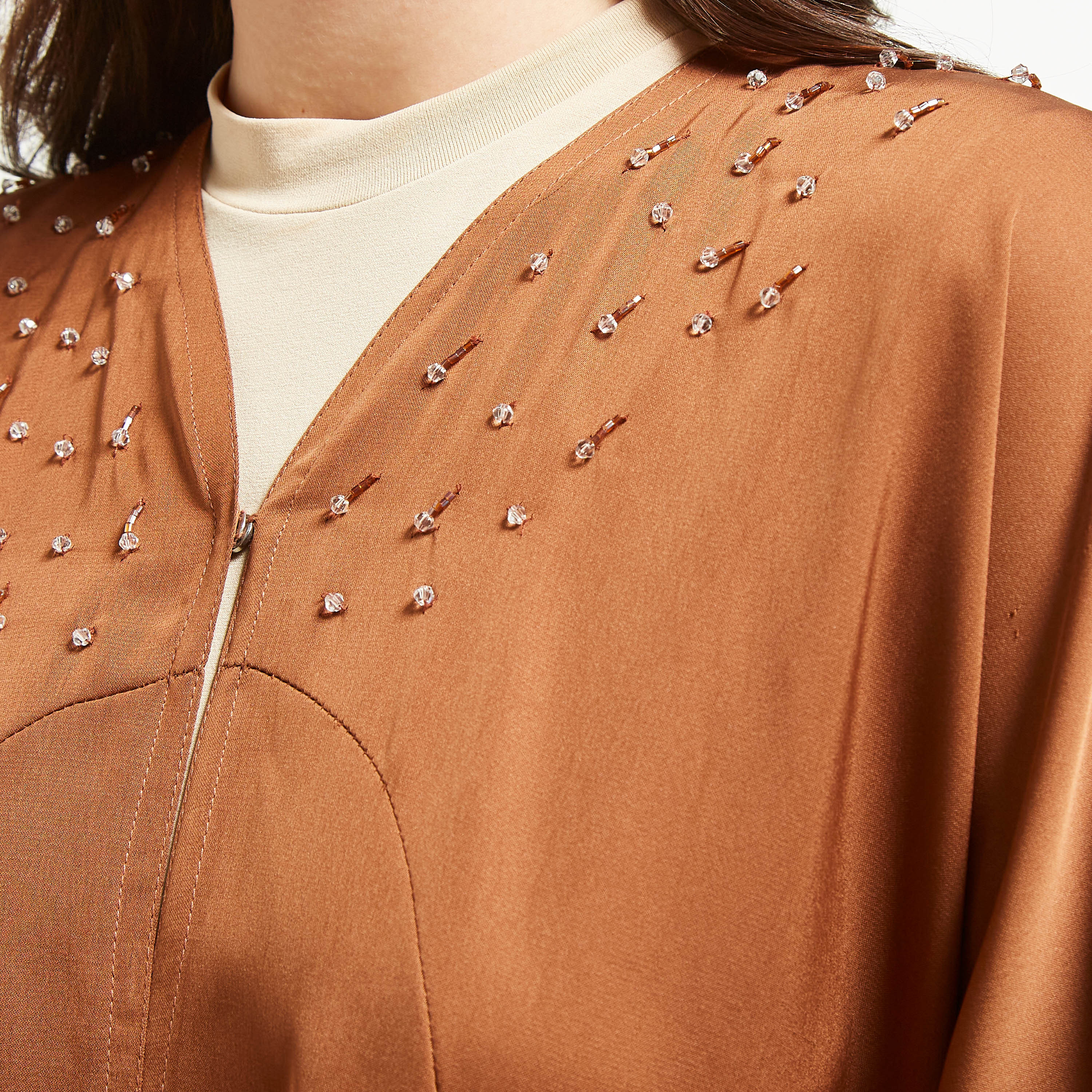 MOiSTREET Embellished Abaya with Hijab-women-arabicclothing-abayas-image-3