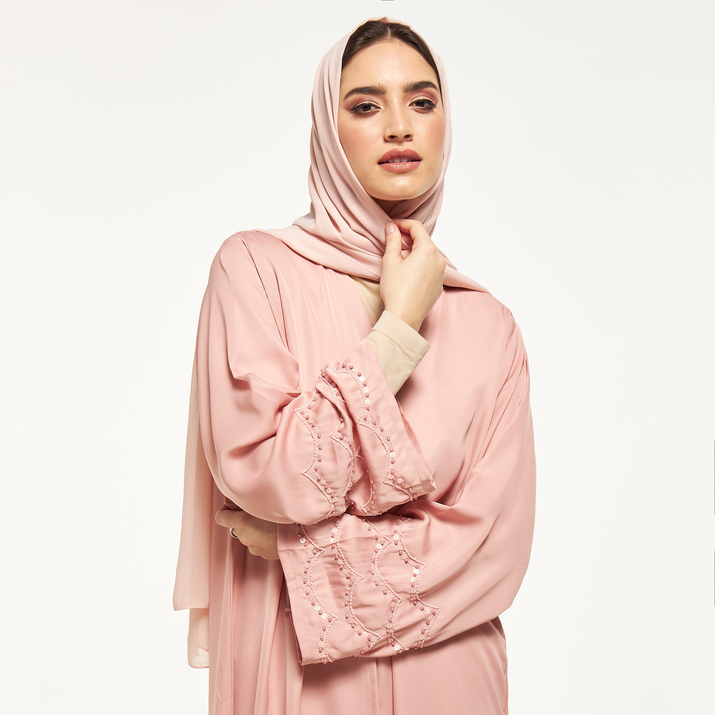 MOiSTREET Embellished Abaya with Hijab-women-arabicclothing-abayas-image-2