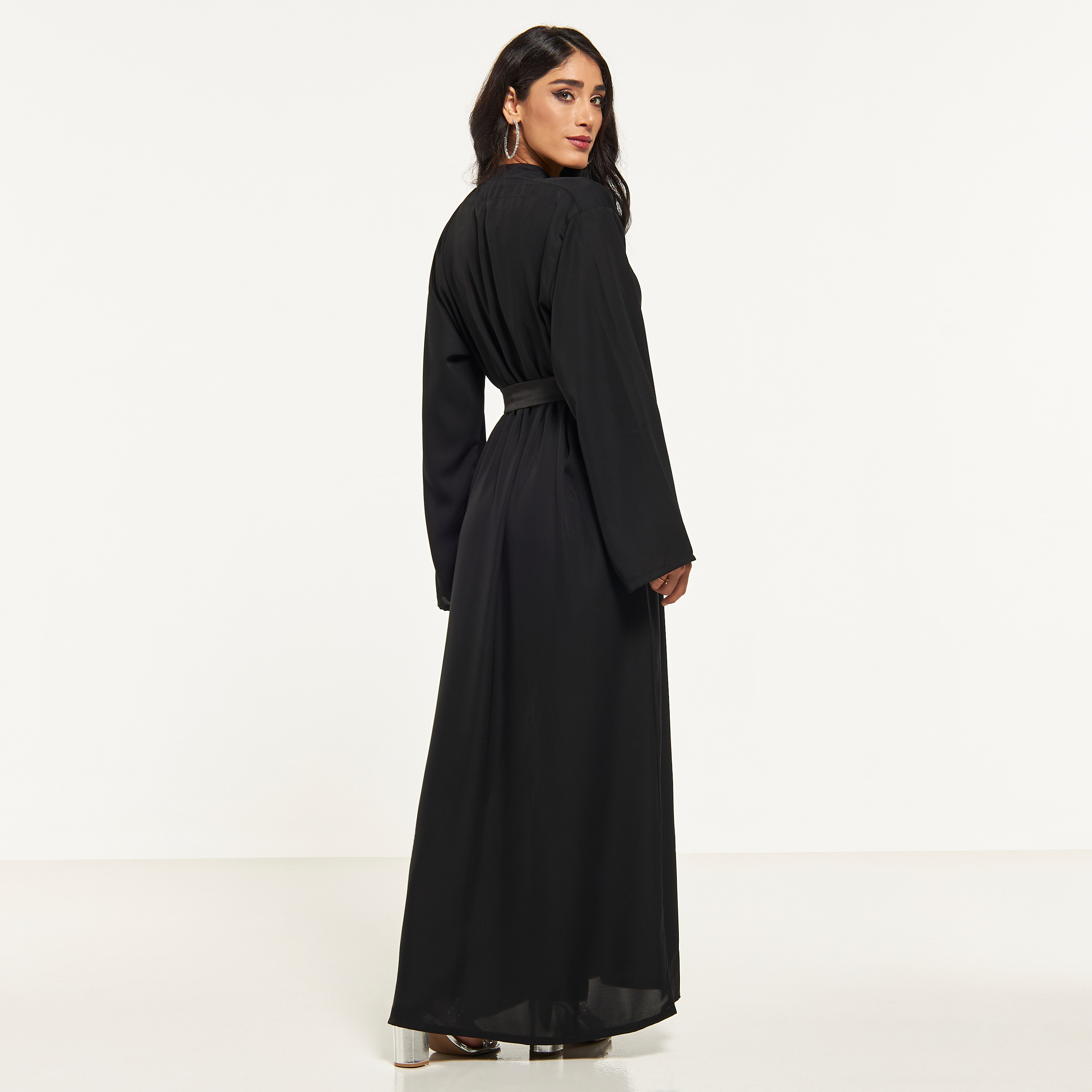 MOiSTREET Bead Embellished Abaya with Hijab-women-arabicclothing-abayas-image-5