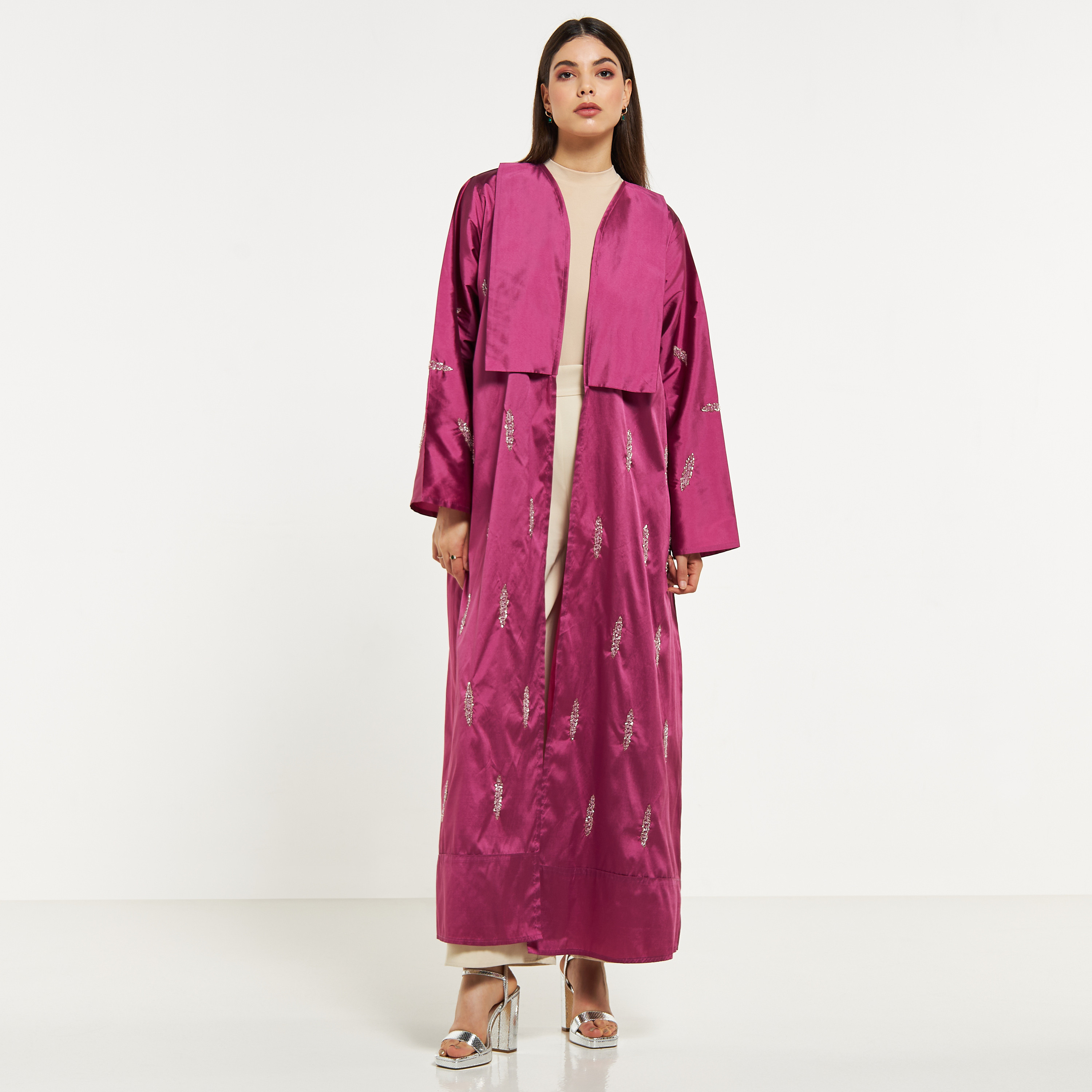 MOiSTREET Bead Embellished Abaya with Hijab-women-arabicclothing-abayas-image-1