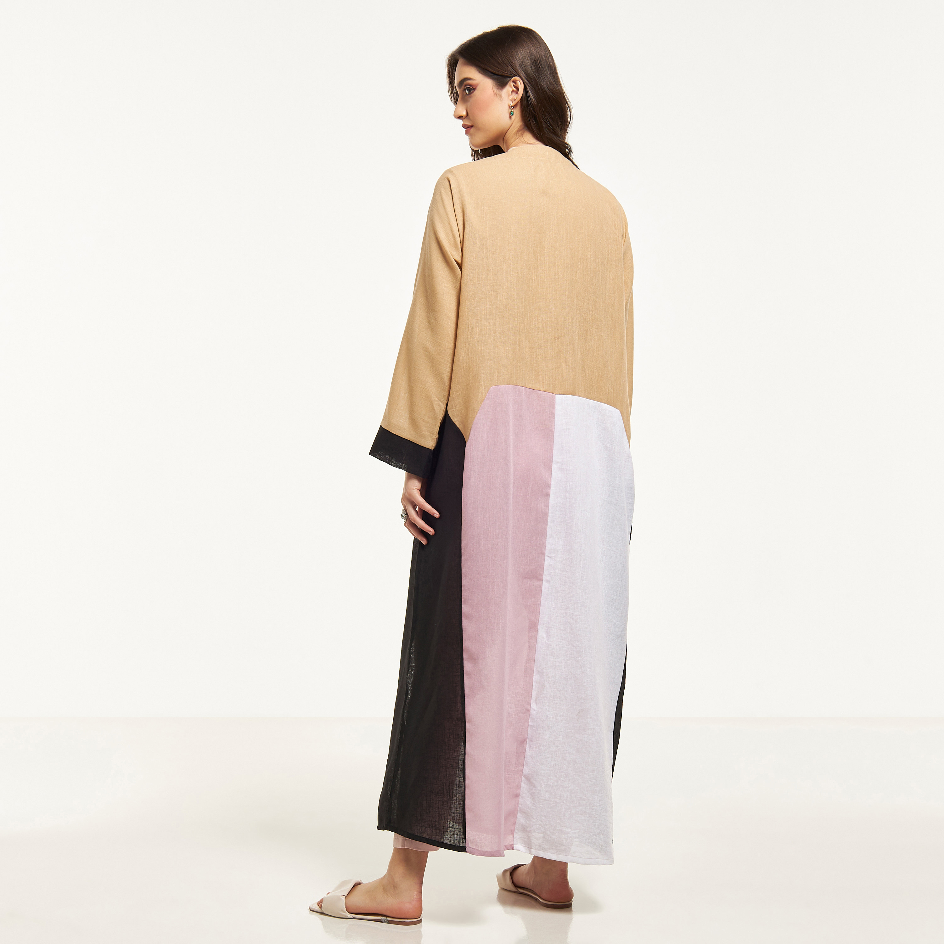 MOiSTREET Colourblocked Abaya with Hijab-women-arabicclothing-abayas-image-5