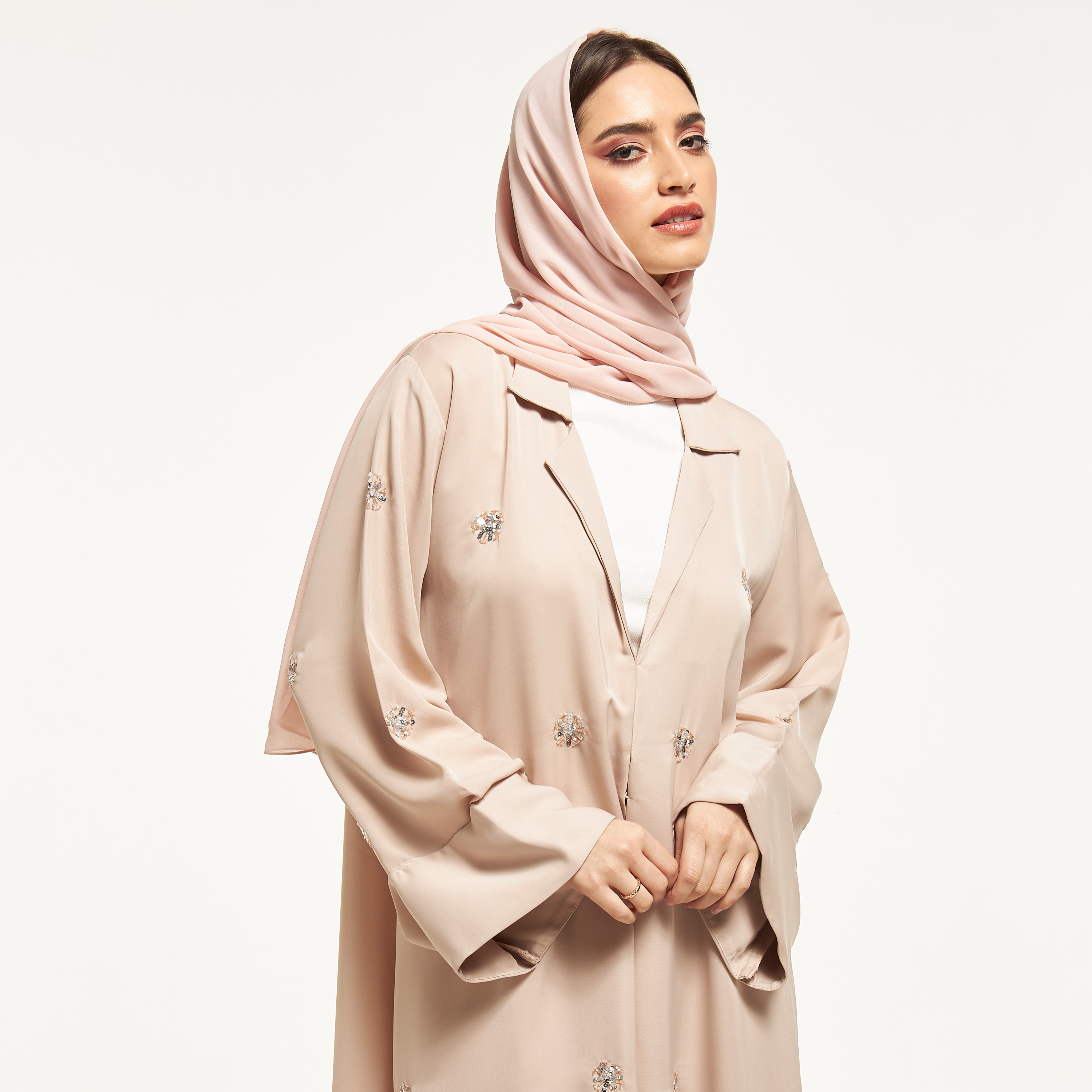 MOiSTREET Sequin Embellished Abaya with Notched Lapel Collar-women-arabicclothing-abayas-image-2